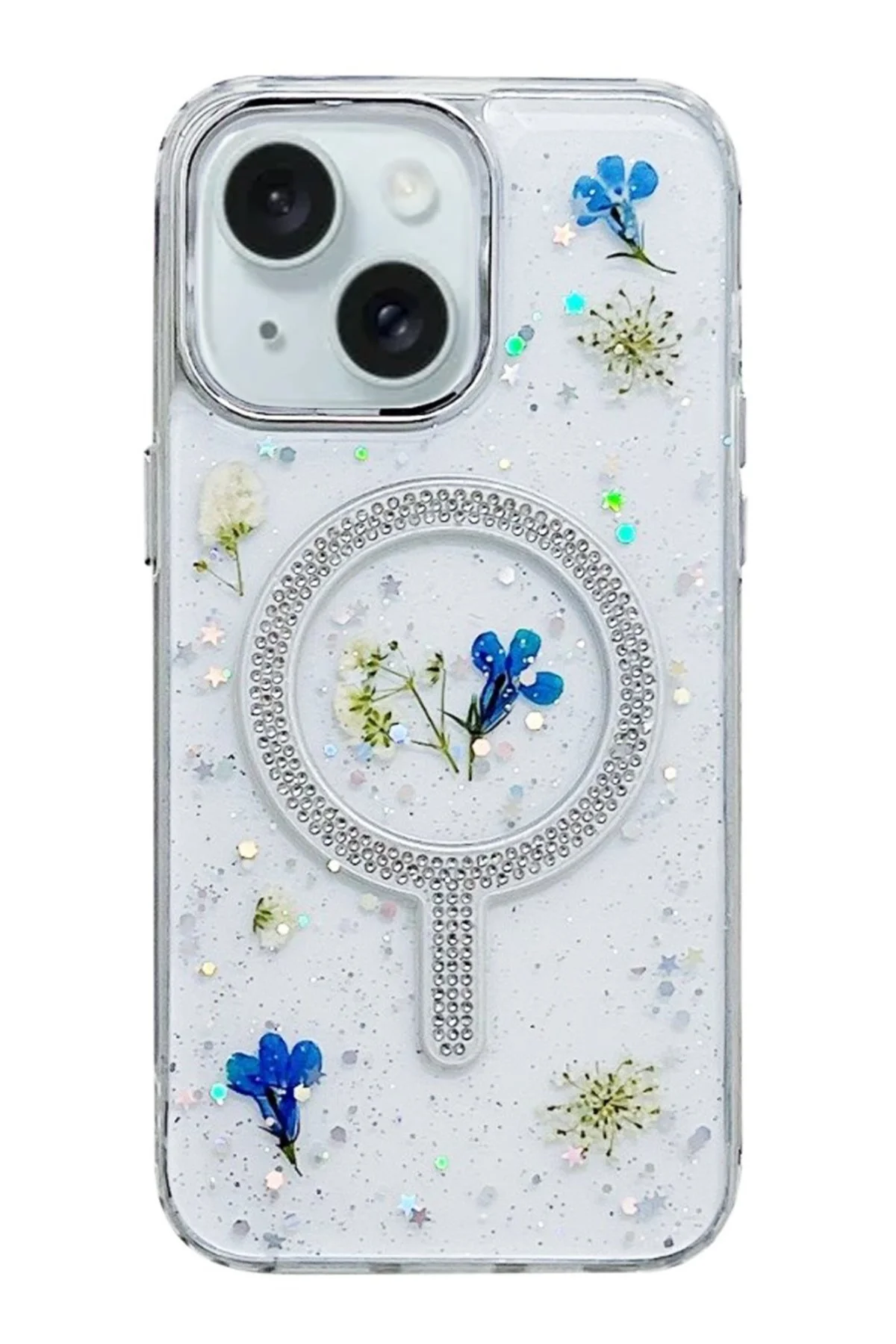 iPhone 13 Uyumlu Flower Magsafeli  Yeni Tasarım Kılıf - Mavi
