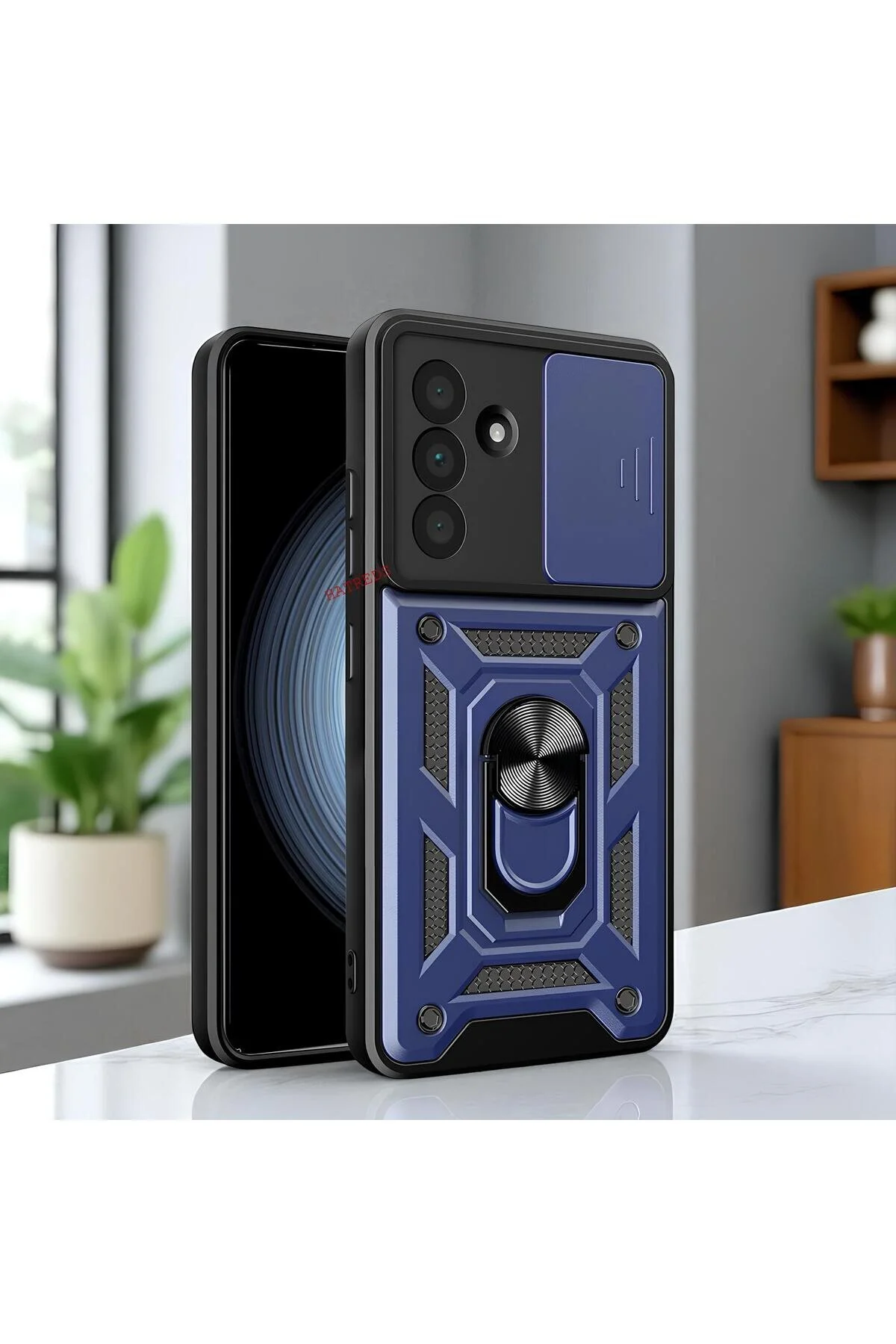 Samsung Galaxy A36 Kılıf Magnetik Standlı Sürgülü Kamera Korumalı TPU Tank Kapak