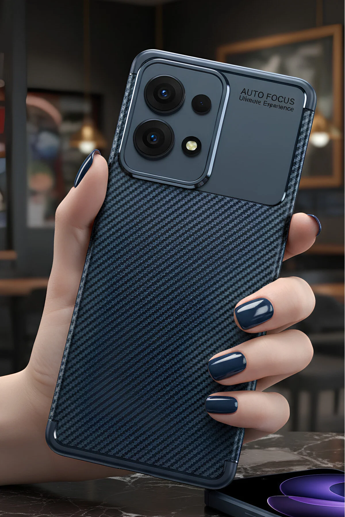 Oppo Reno 13 Pro Kılıf Kamera Korumalı Darbe Emici Karbon Fiber Desenli Kapak
