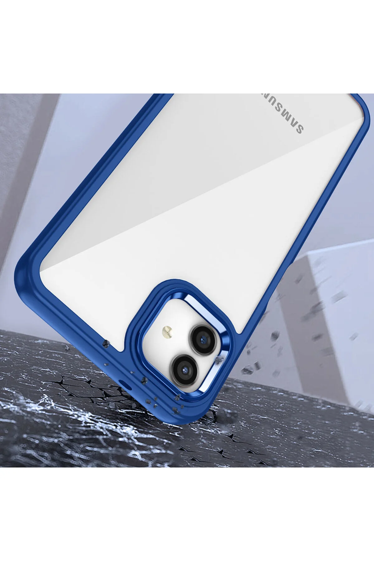 Galaxy A04 Uyumlu Kılıf Arkası Şeffaf Renkli Kenarlı Silikon Kapak