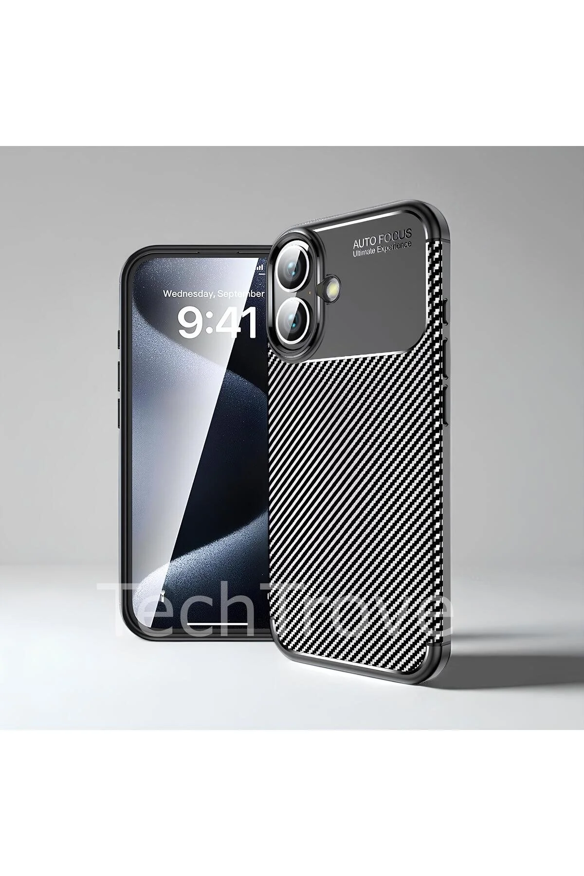 iPhone 16 Kılıf Kamera Korumalı Darbe Emici Karbon Fiber Desenli Renk Atmaz Silikon Kapak
