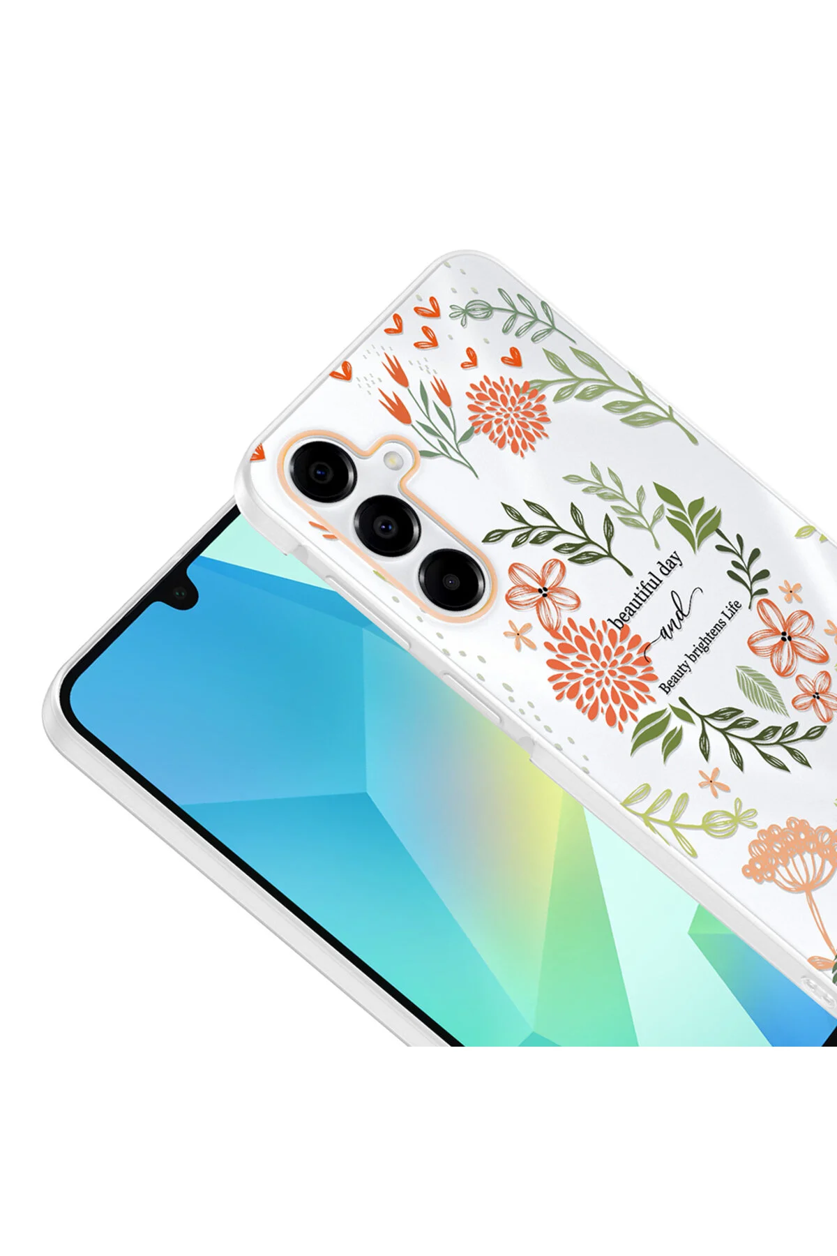 Samsung Galaxy A14 Uyumlu Desenli Şeffaf Kılıf Kamera Korumalı İnce Kapak