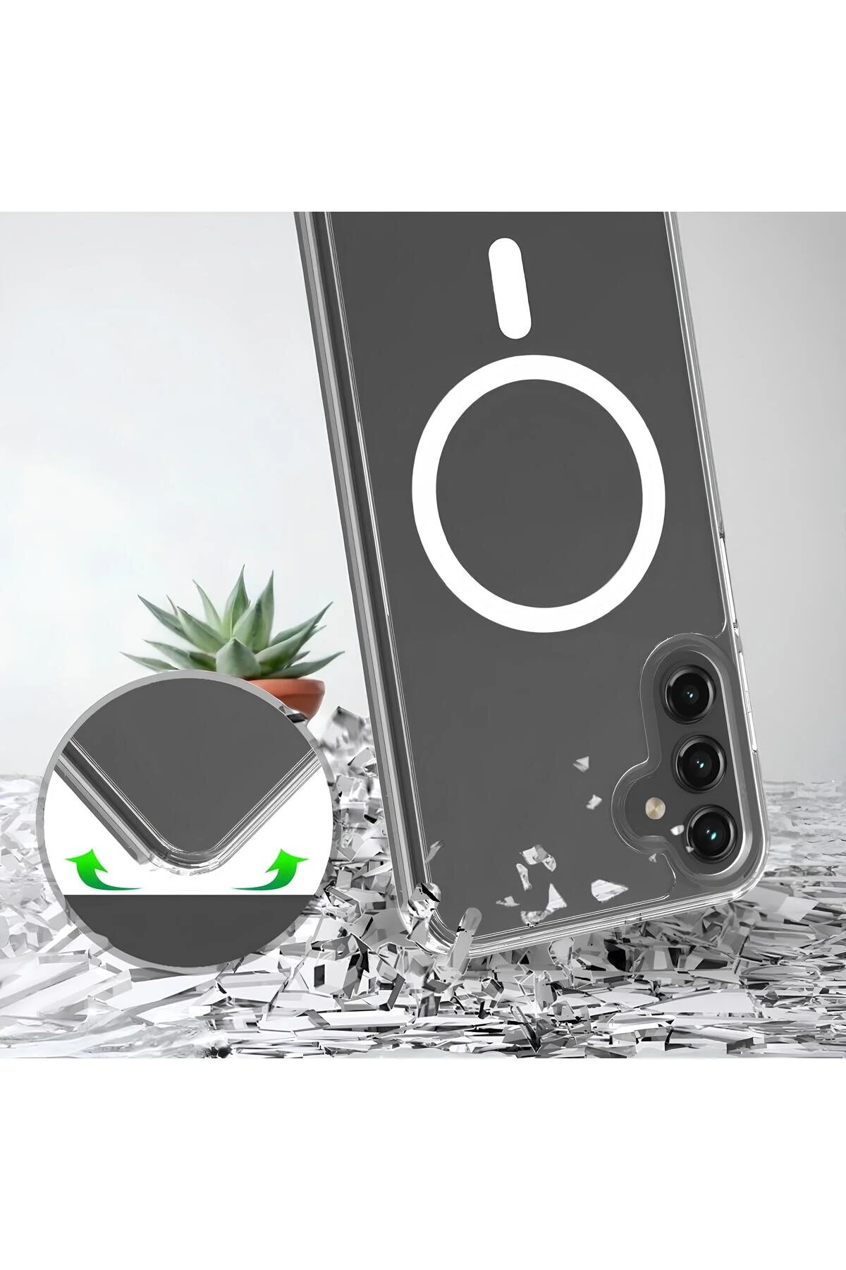 Samsung Galaxy S25 FE Kılıf Magsafe Şarj Özellikli Şeffaf Sert Kapak