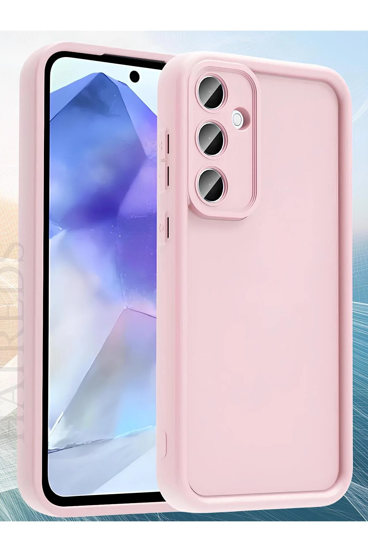 Galaxy A56 Kılıf Kamera Korumalı Kenar Çıkıntılı Soft Renkli Silikon Kapak - Pembe