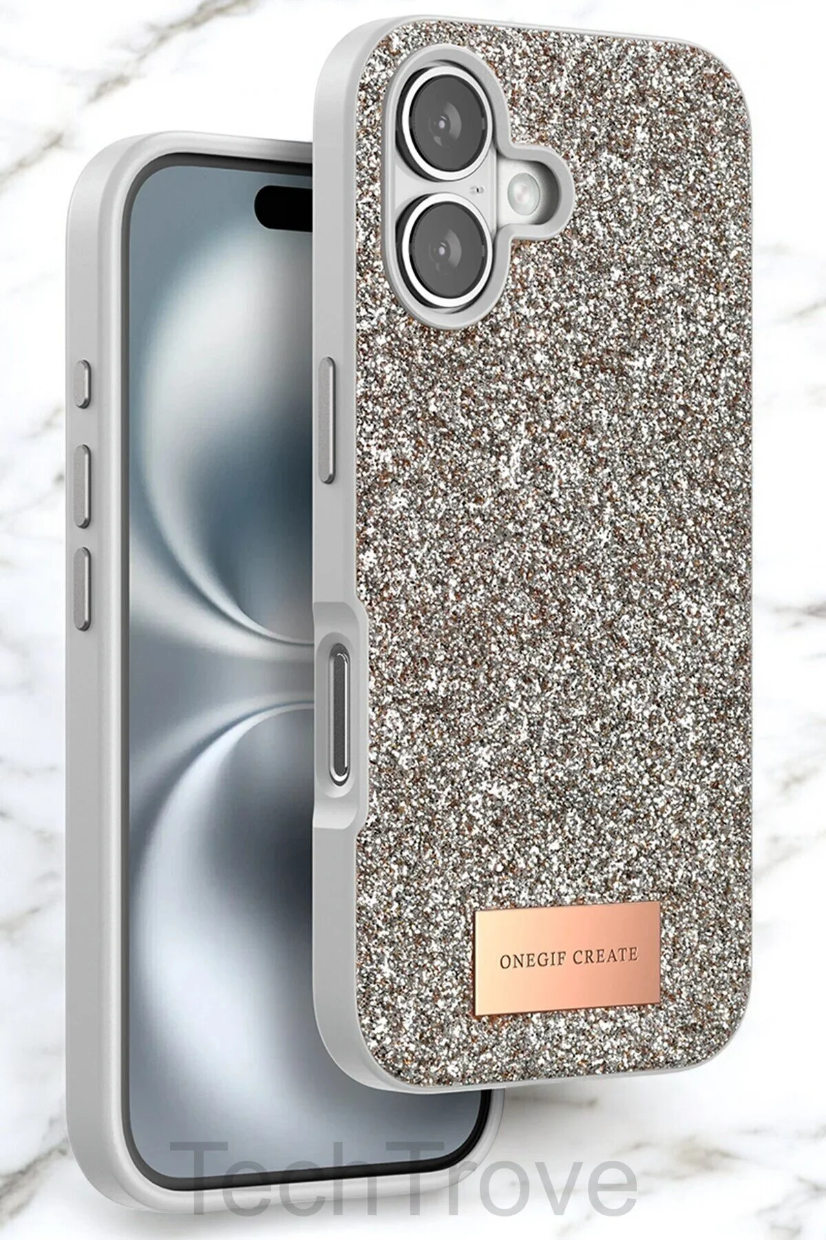 iPhone 16 Kılıf Parlak Mozaik Taşlı Simli Tasarımlı Diamond Lüks Kapak