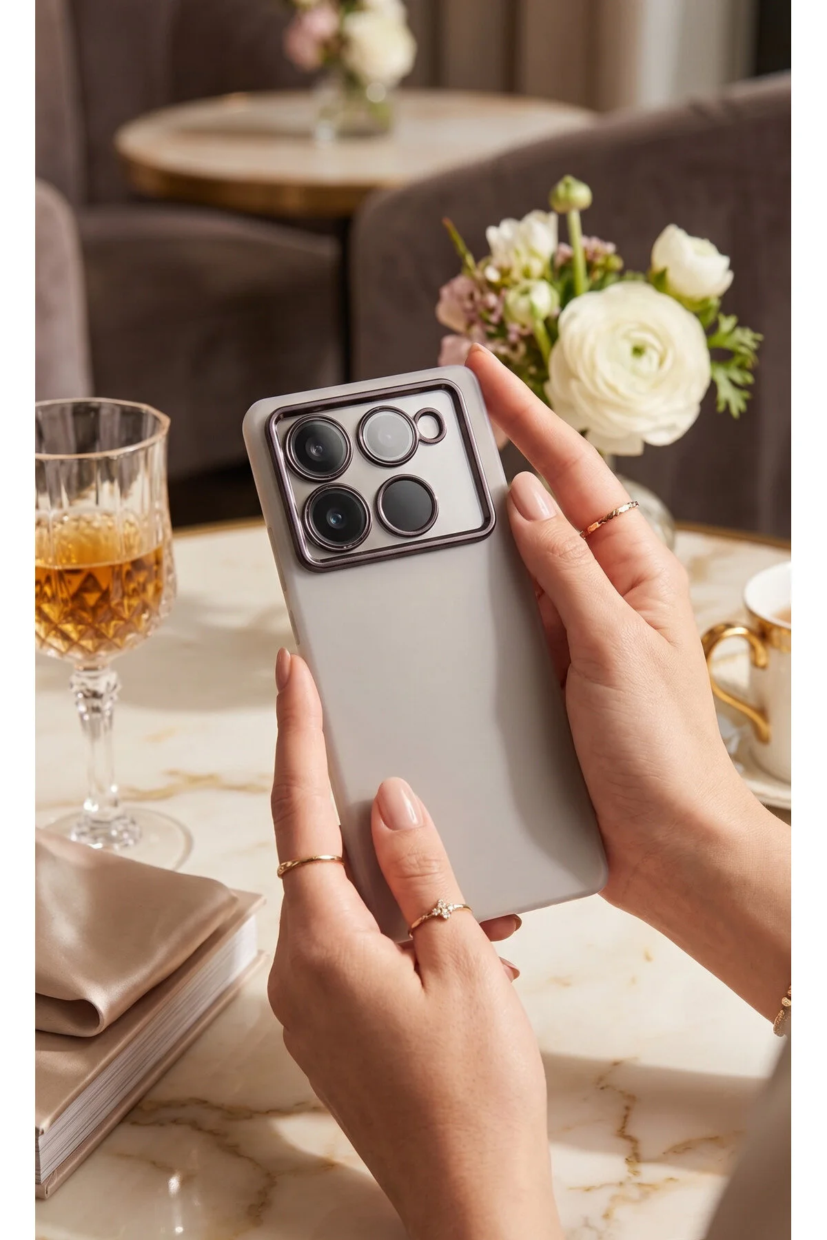İnfinix Note 40 Pro Uyumlu Kılıf Saydam Yapılı Kamera Korumalı Parmak İzi Yapmaz Mat Kapak