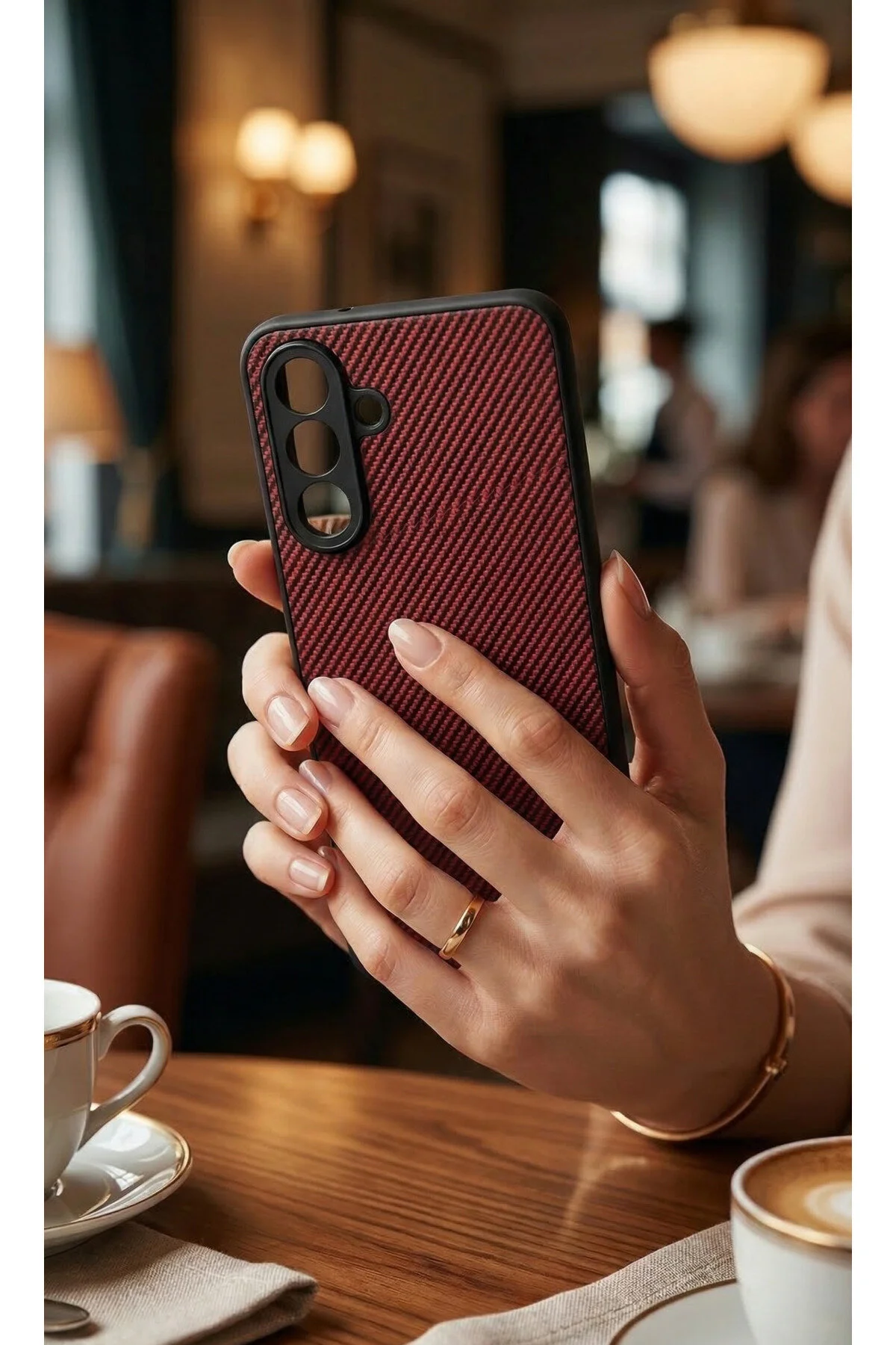 Galaxy A16 İçin Uyumlu Karbon Fiber Dokulu Mat Lacivert Premium Silikon Kılıf