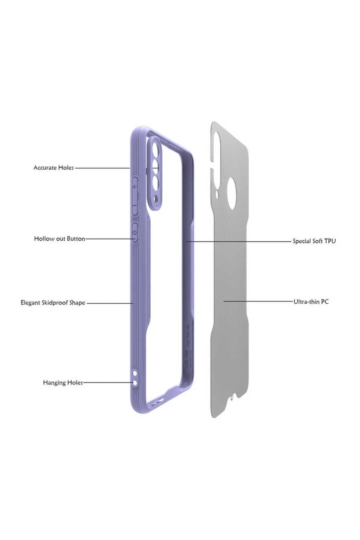 Huawei P30 Lite Uyumlu Kenarları Renkli Arkası Buzlu Bumper Kılıf