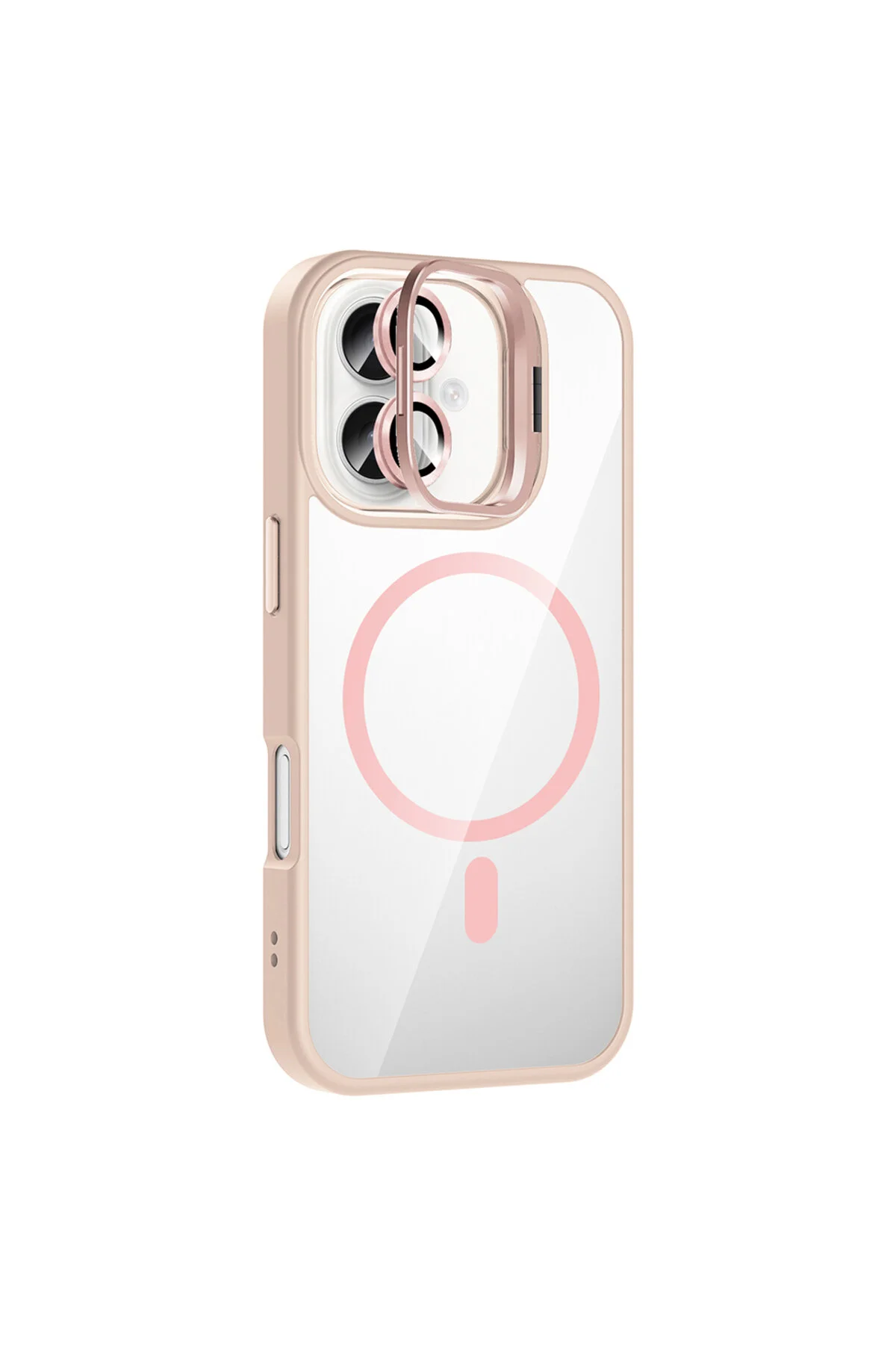 Apple iPhone 16 Plus Kılıf Standlı ve Kamera Lens Hediyeli M-Safe Şarj Özellikli Sararmaz Kılıf
