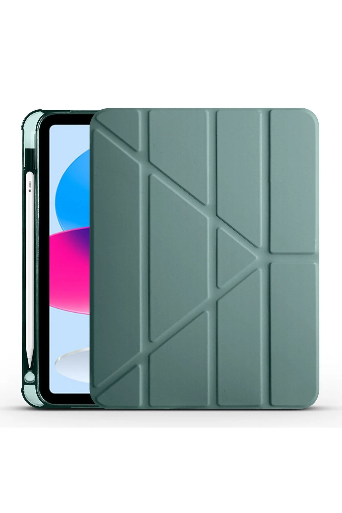 Apple iPad 10.9 2022 (10.Nesil) Kılıf  Tri Folding Kalem Bölmeli Standlı Kılıf