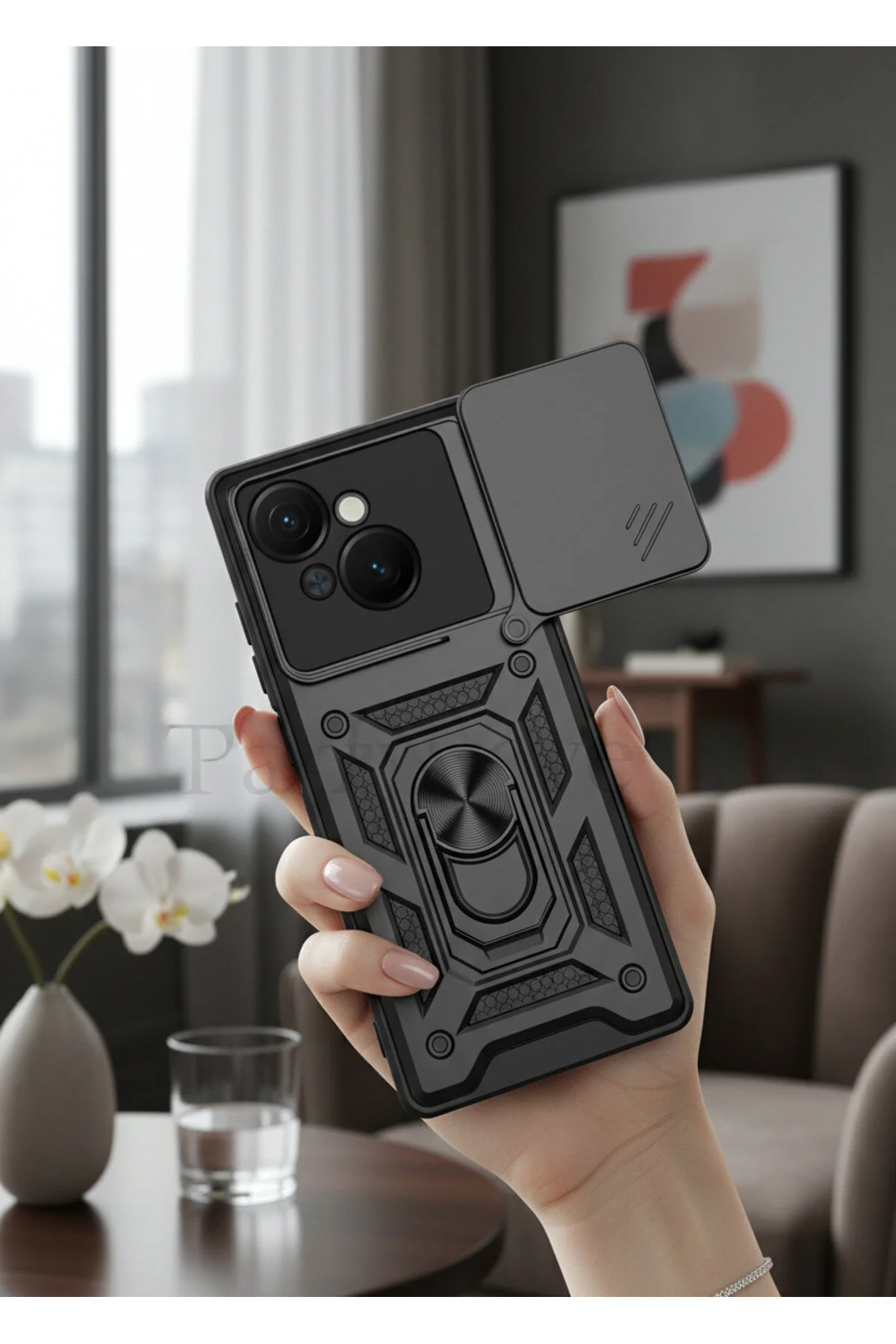 Tecno Spark Go 1 2025 Kılıf Yüzüklü Stand Olabilen Kamera Korumalı Magnetic Tpu Tank Kapak