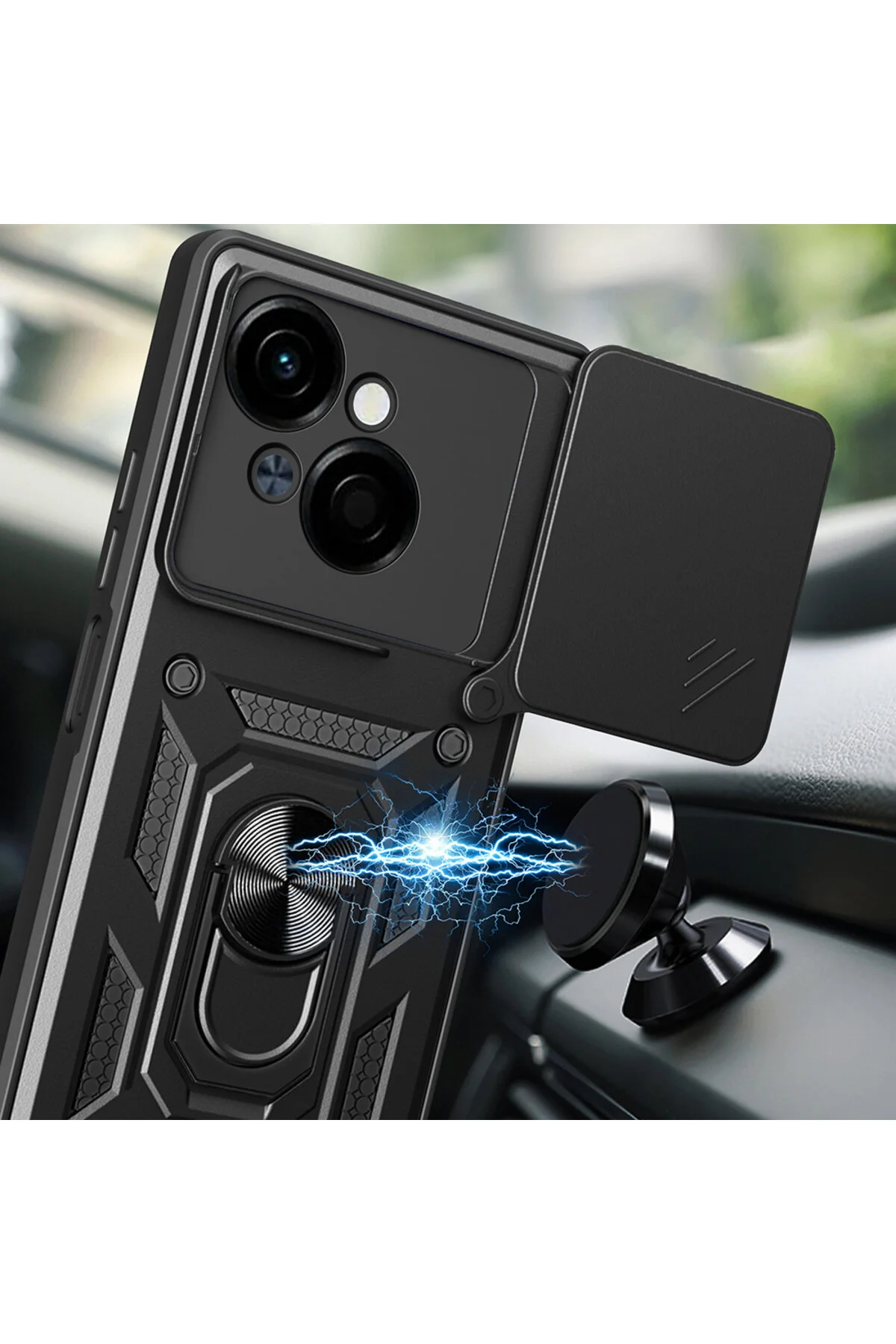 Tecno Spark Go 1 2025 Kılıf Yüzüklü Stand Olabilen Kamera Korumalı Magnetic Tpu Tank Kapak