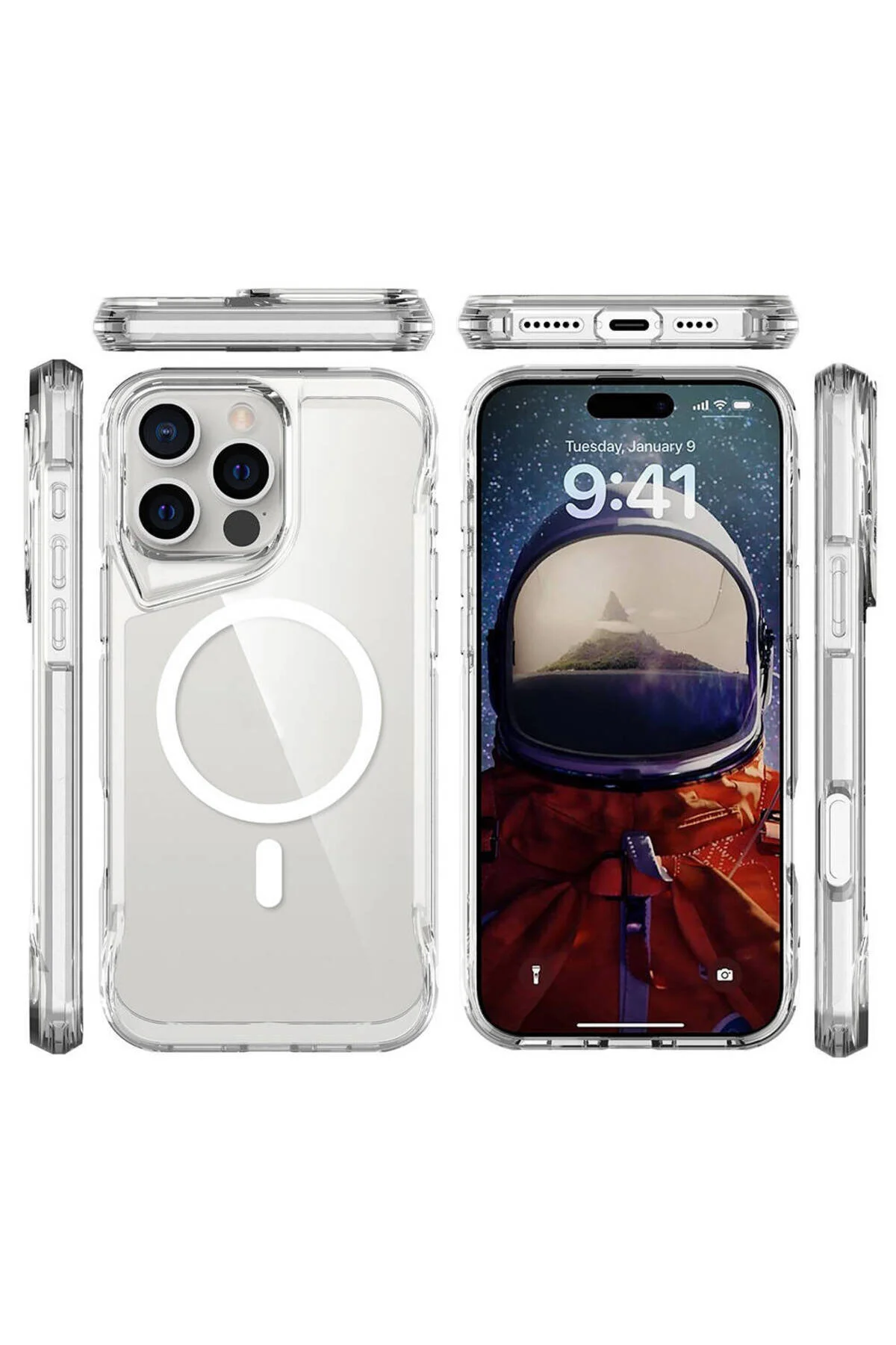 Apple iPhone 16 Pro Max Uyumlu Magsafe Özellikli Özel Tasarım Şeffaf Kapak