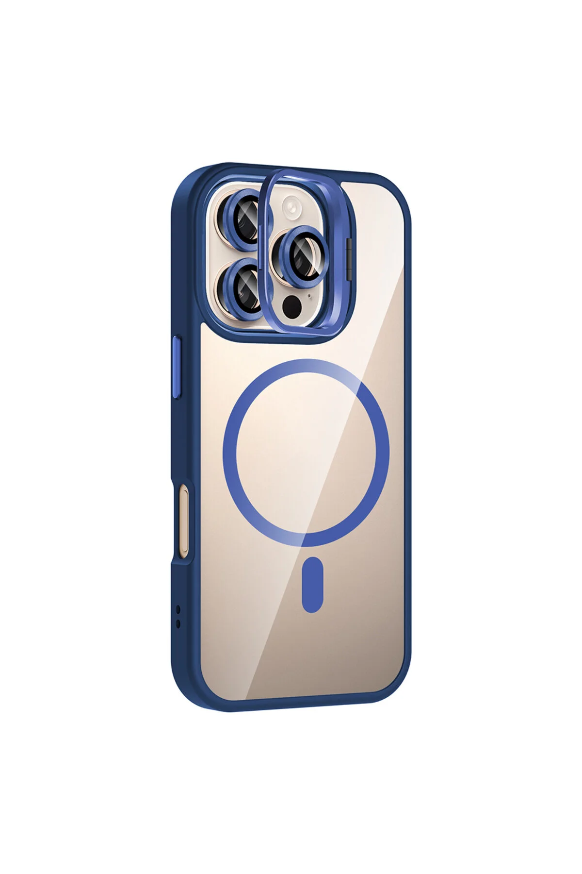 Apple iPhone 16 Pro Kılıf Standlı ve Kamera Lens Hediyeli M-Safe Şarj Özellikli Sararmaz Kılıf
