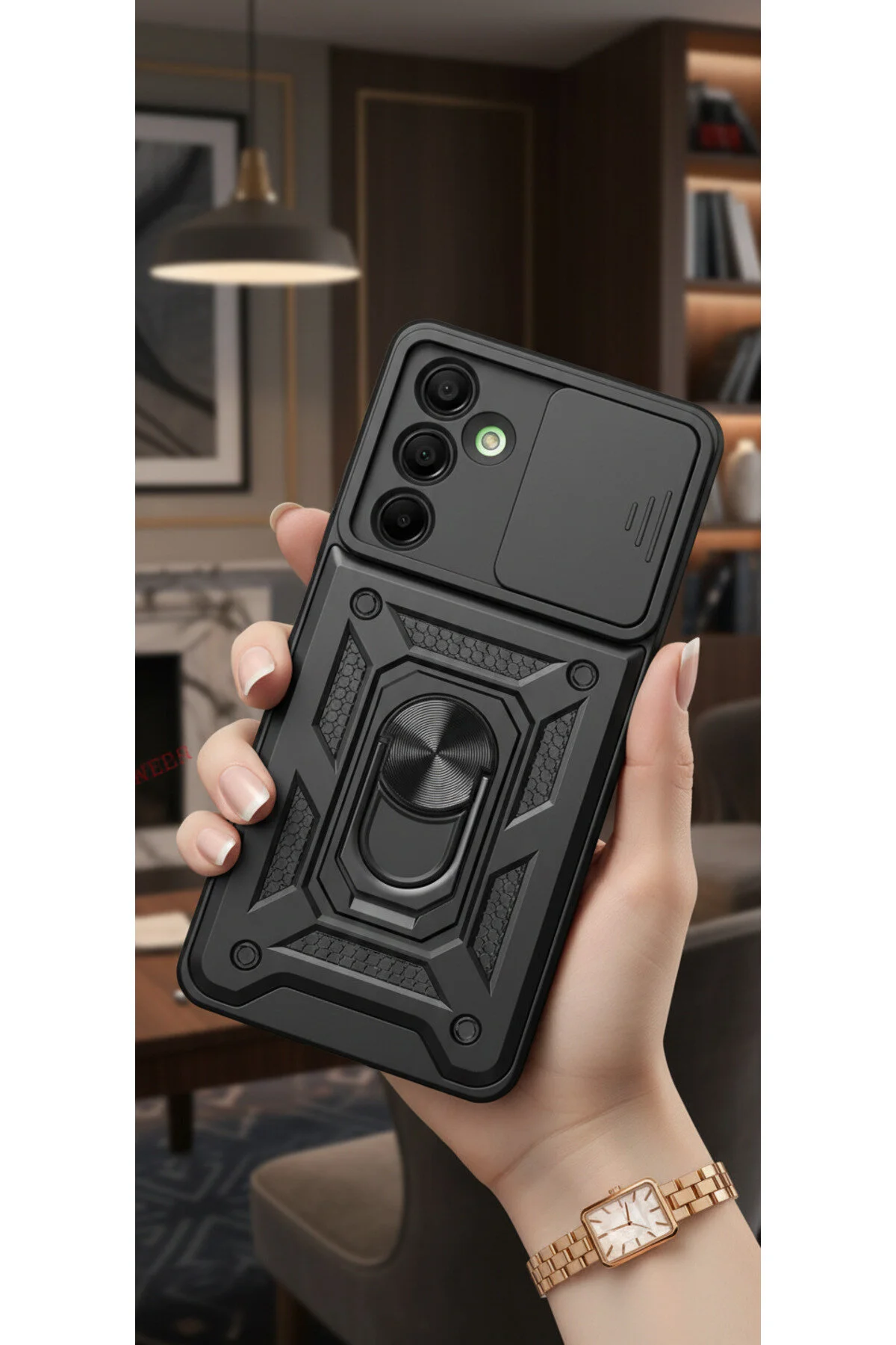 Samsung Galaxy A17 Kılıf Yüzüklü Stand Olabilen Kamera Korumalı Magnetic Tpu Tank Kapak