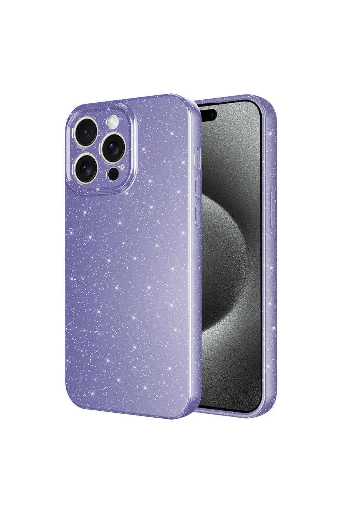 Apple iPhone 15 Pro Uyumlu Simli Tasarımlı Kamera Korumalı Renkli Kılıf