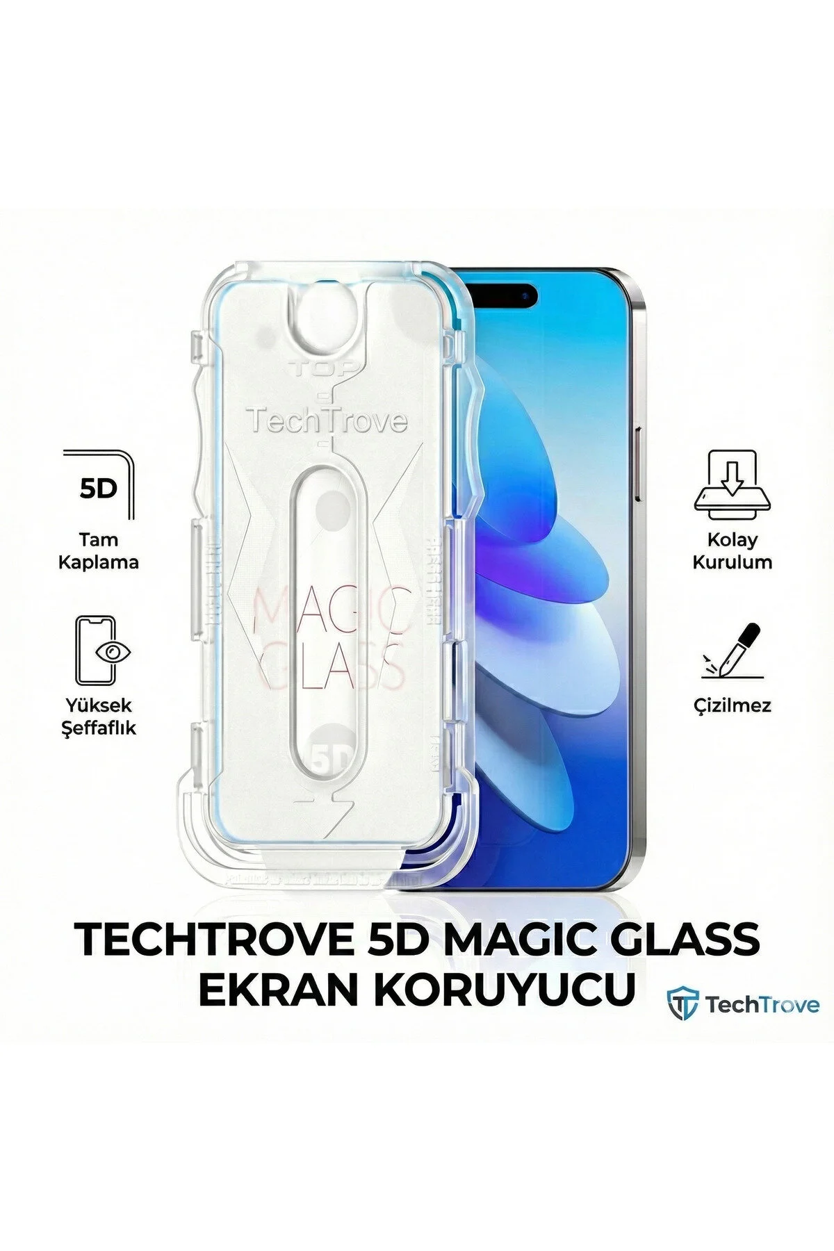 Apple iPhone 12 Pro Max Kolay Uygulama Aparatlı 5D Magic Glass Cam Ekran Koruyucu