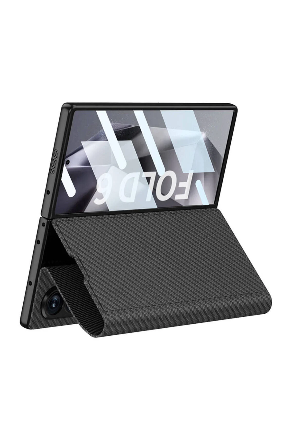 Galaxy Z Fold 6 Kılıf Karbon Fiber Tasarımlı Magnetik Tokalı Kartlıklı Hatreds Kıpta Kapak