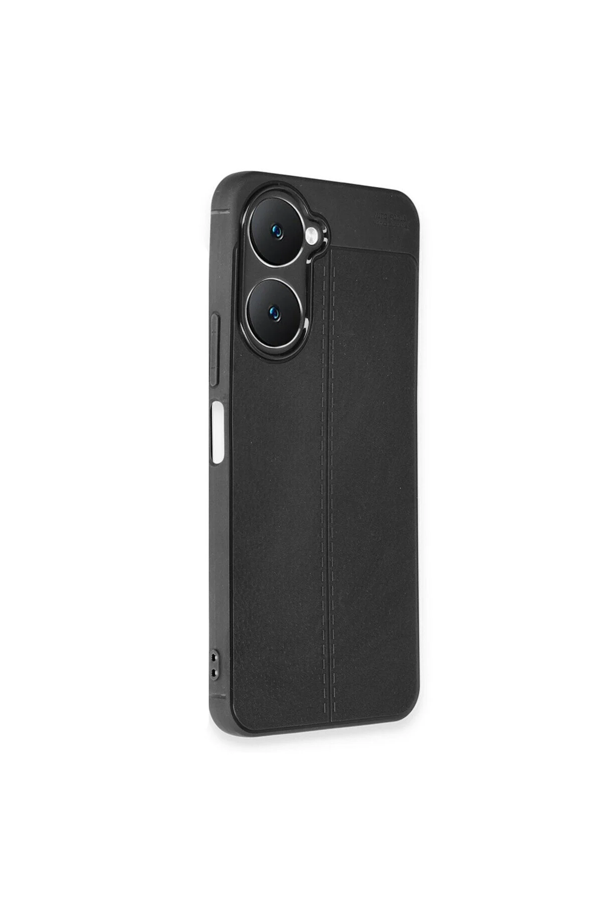 Vivo Y18 İçin Uyumlu Deri Tasarımlı Elde Kaymaz Korumalı Silikon Kılıf