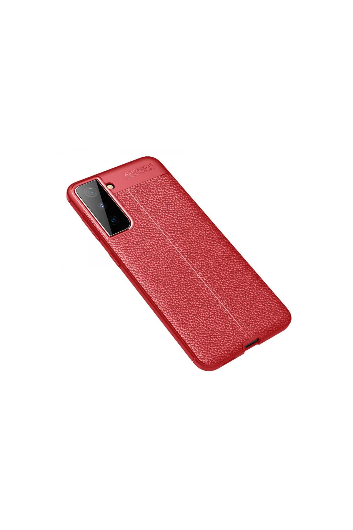 Samsung Galaxy S21 İçin Uyumlu Deri Tasarımlı Elde Kaymaz Korumalı Silikon Kılıf