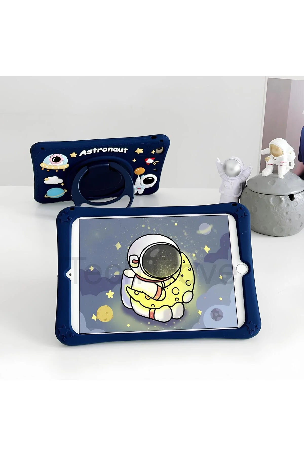Honor X9 Kılıf Stand Olabilen Askılı Sevimli Astronot Figürlü Tablet Kılıfı