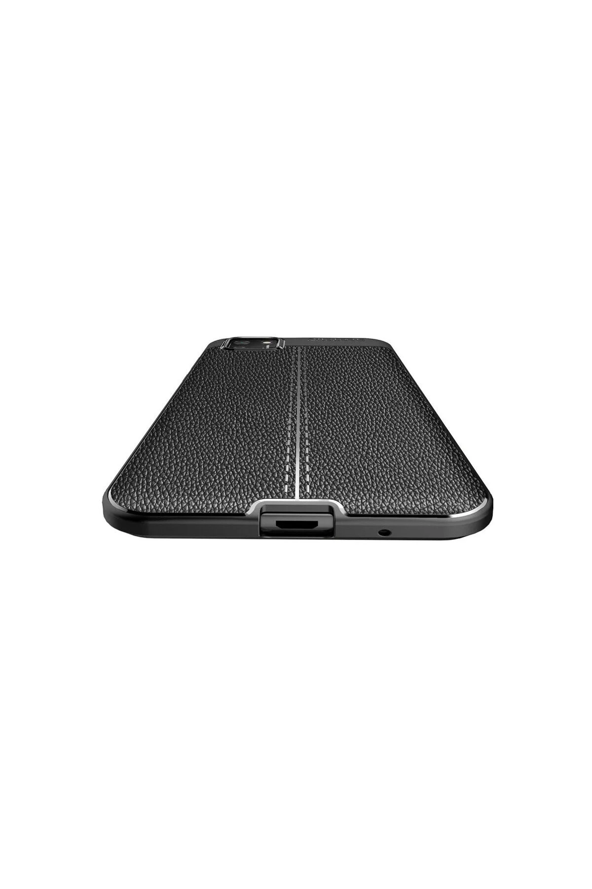 Huawei Y5P İçin Uyumlu Deri Tasarımlı Elde Kaymaz Korumalı Silikon Kılıf