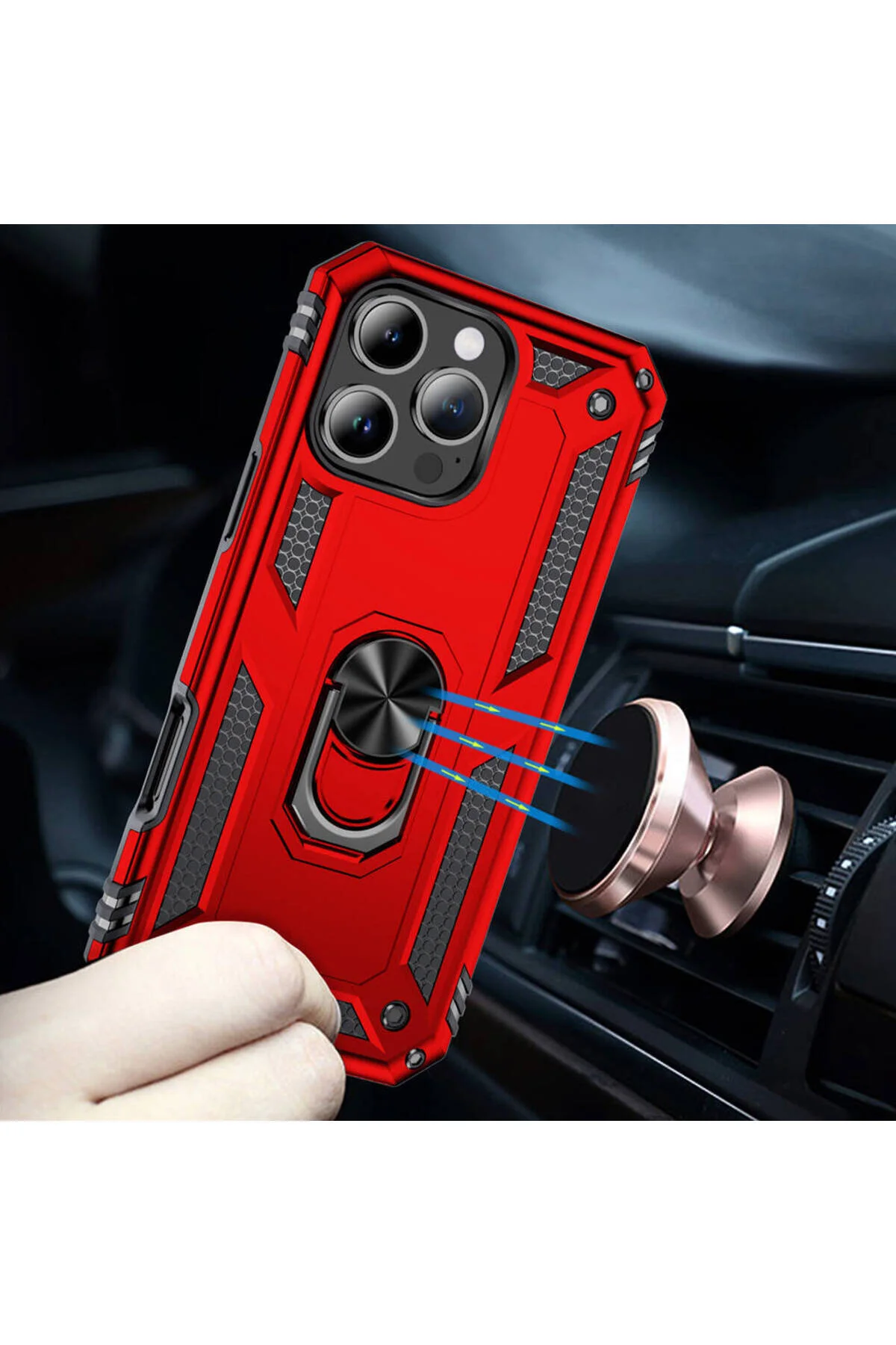 Apple iPhone 16 Pro Max Uyumlu Tank Korumalı Yüzüklü Standlı Kılıf