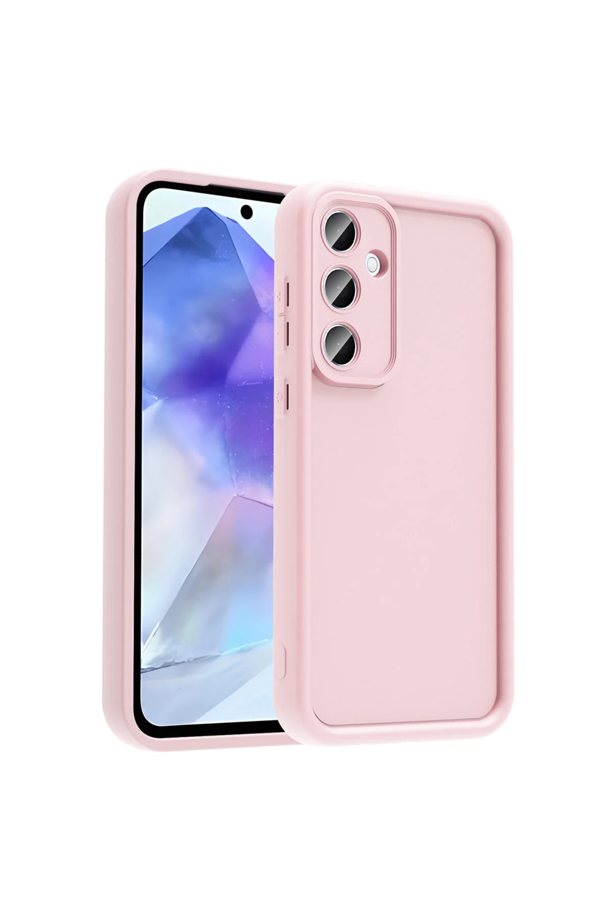 Galaxy A56 Kılıf Kamera Korumalı Kenar Çıkıntılı Soft Renkli Silikon Kapak - Pembe