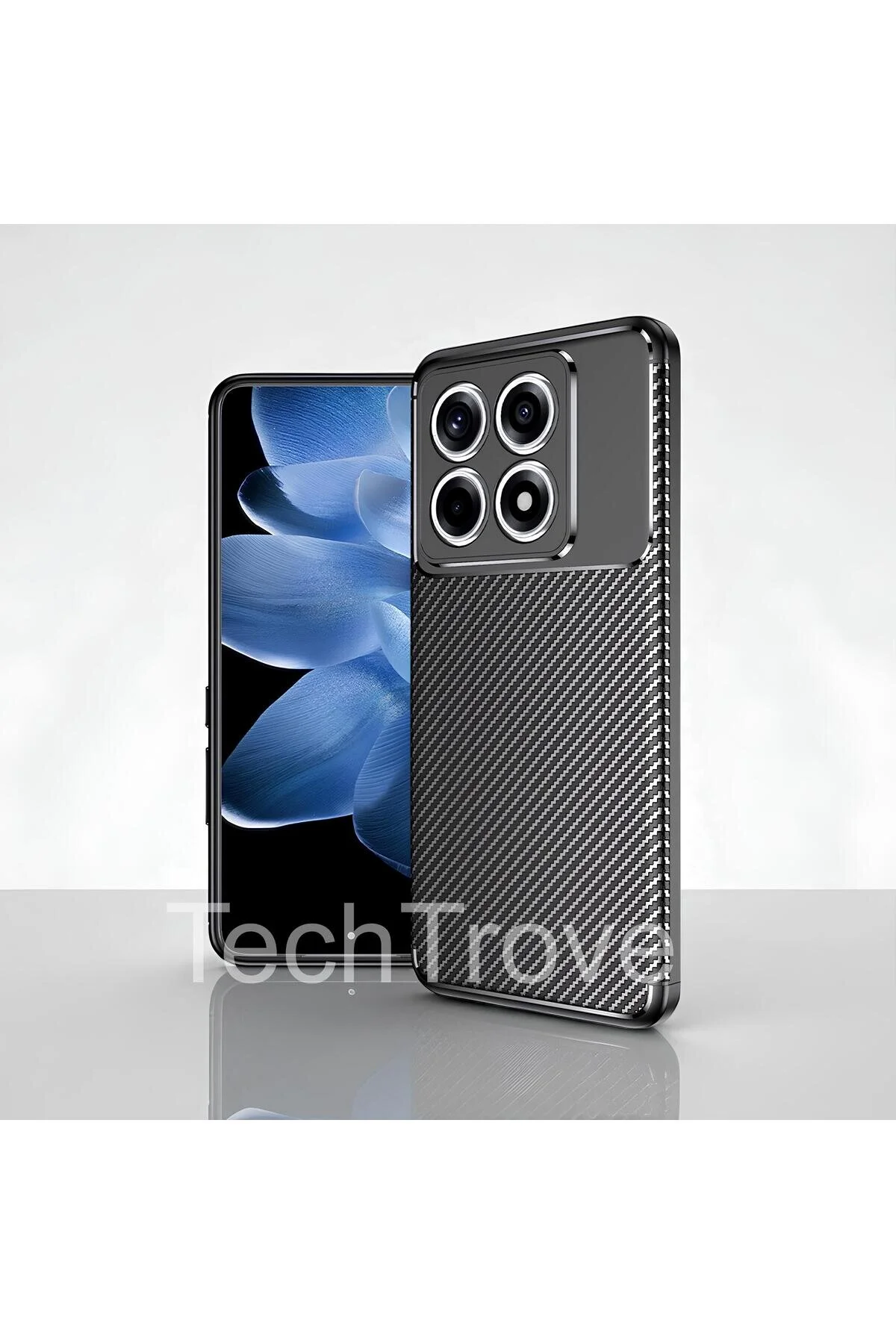 Xiaomi 14T Pro Kılıf Kamera Korumalı Darbe Emici Karbon Fiber Desenli Renk Atmaz Silikon Kapak