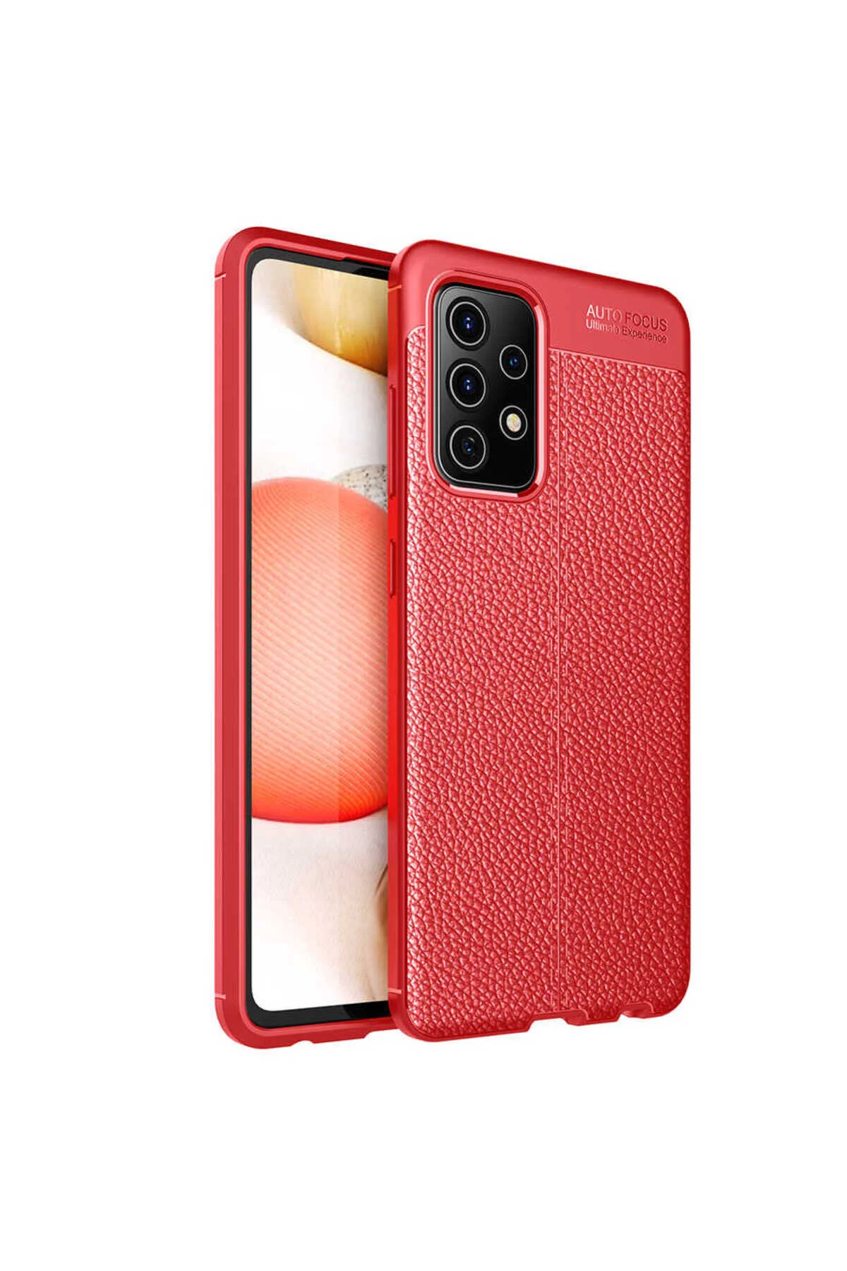 Galaxy A72 Uyumlu Deri Tasarımlı KAmera Korumalı Kılıf