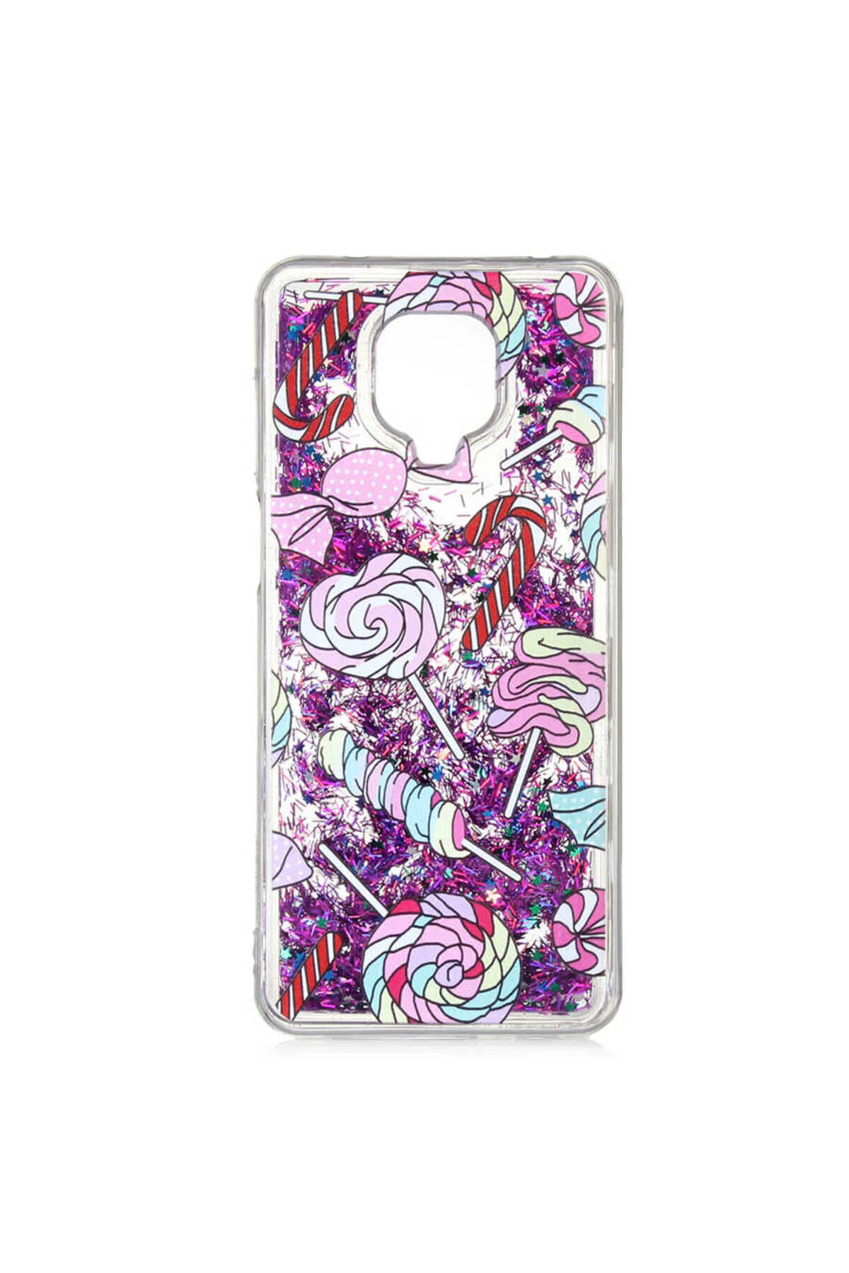 RedMi Note 9 Pro İçin Uyumlu Desenli Simli Akışkan Sıvılı Silikon Kılıf