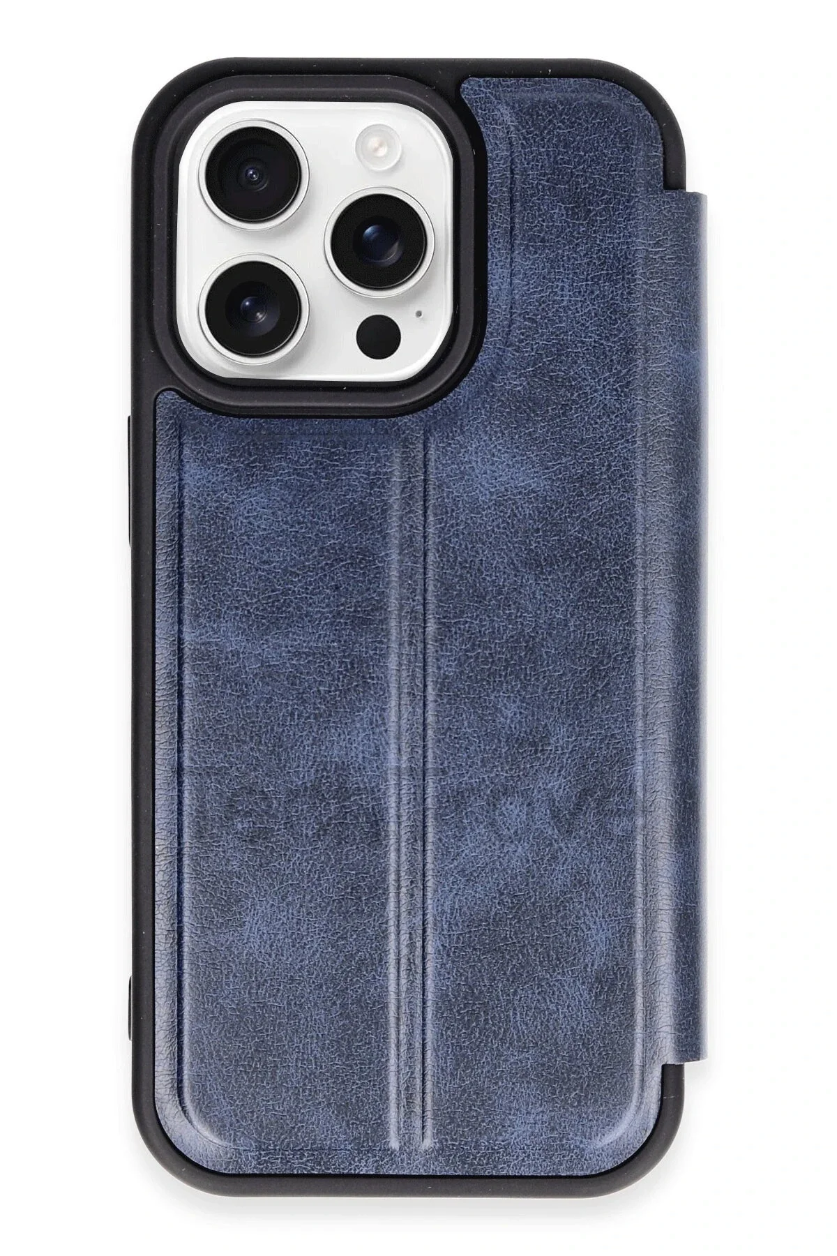 iPhone 15 Pro Max Kılıf Kamera Korumalı İçi Kadife İnce Yapılı Kapaklı Standlı Kartlıklı Deri Kapak