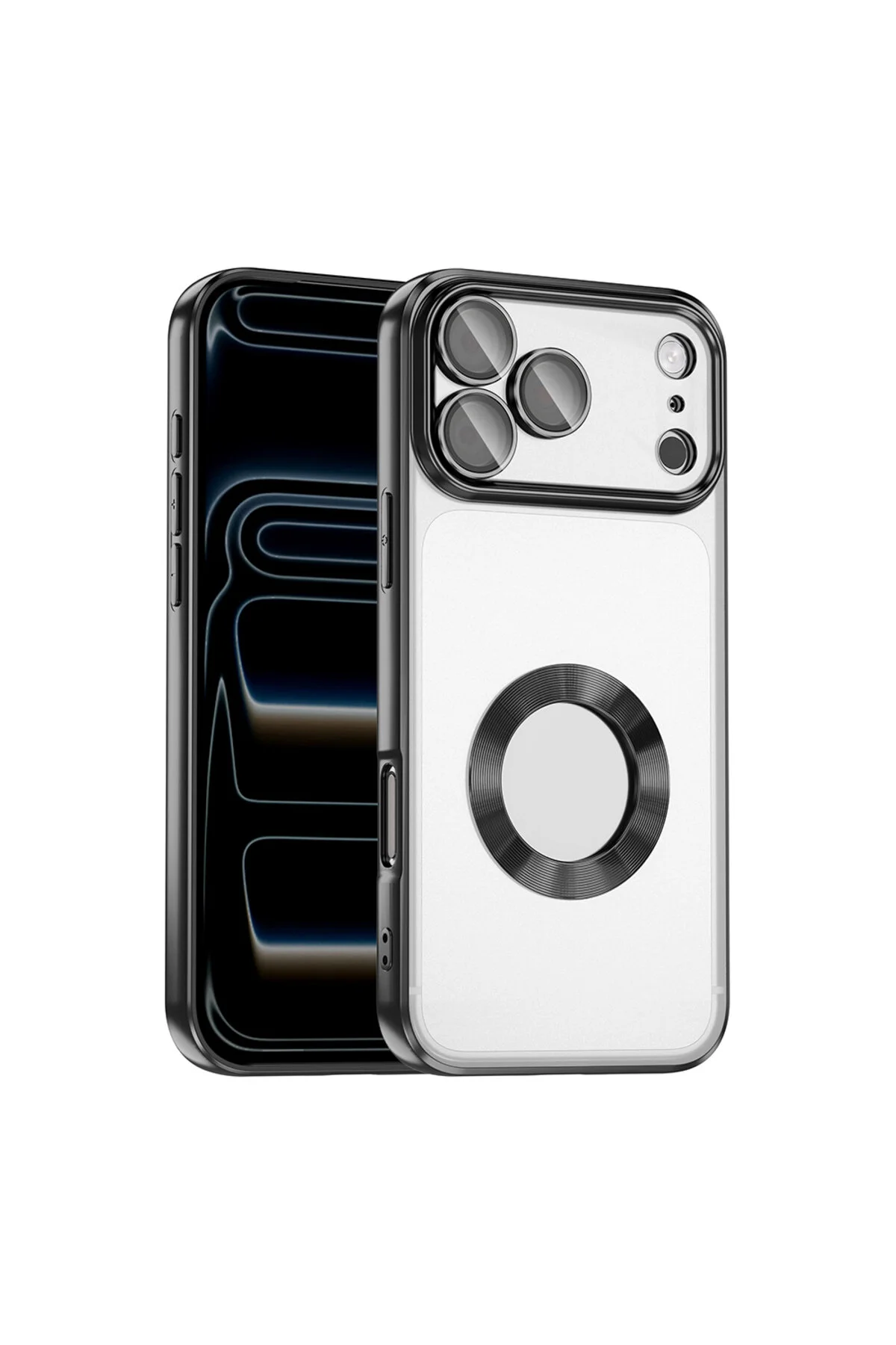 iPhone 17 Pro İçin Uyumlu Kamera Korumalı Logo Gösteren Renkli Kılıf