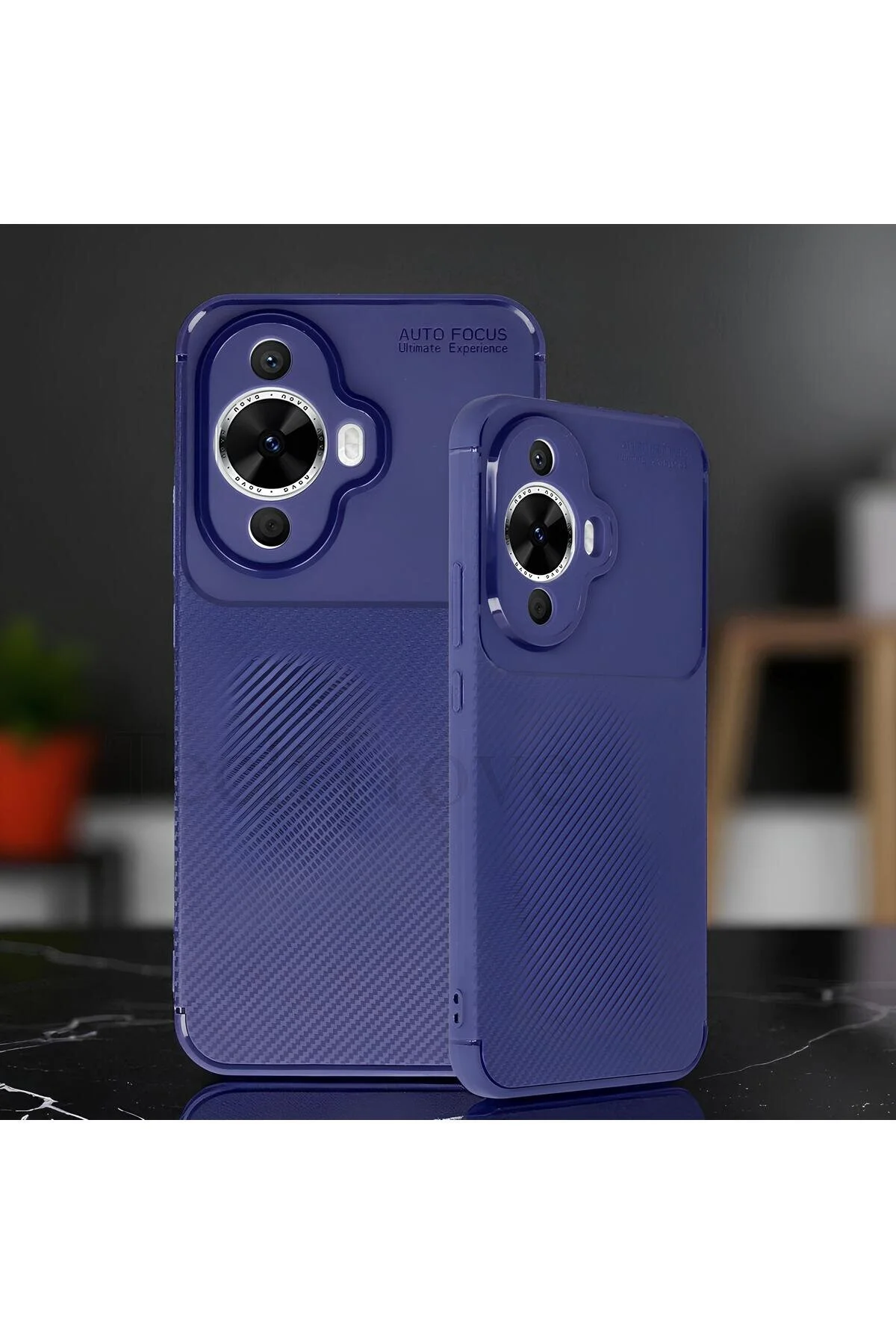 Huawei Nova 12S Kılıf Kamera Korumalı Darbe Emici Karbon Fiber Desenli Kapak