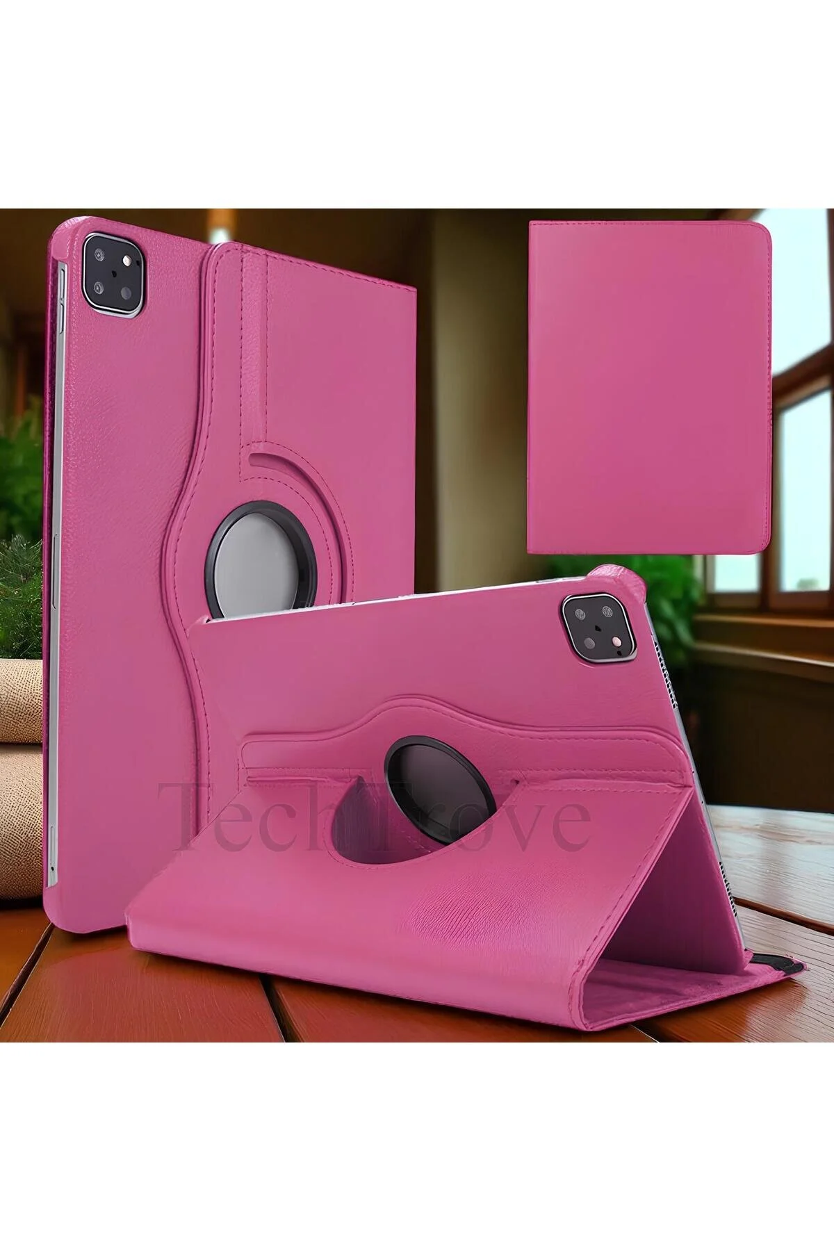 Apple iPad Pro 12.9 2021 (5.Nesil) Kılıf 360 Dönebilen Standlı Pu Deri Kılıf