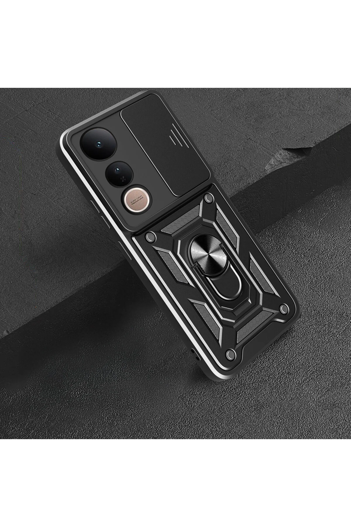 Vivo V50 Lite 4G Kılıf Yüzüklü Stand Olabilen Kamera Korumalı Magnetic Tpu Tank Kapak