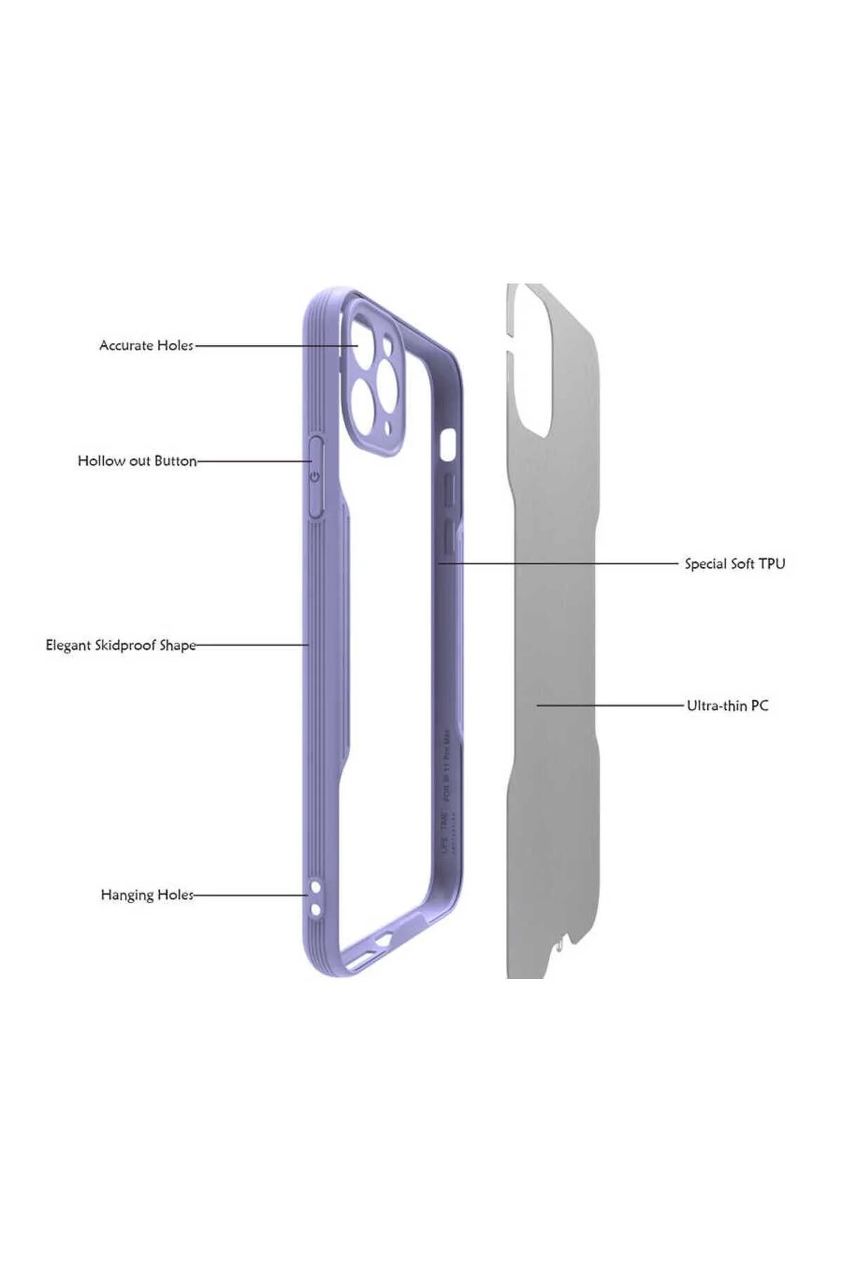 Apple iPhone 11 Pro Uyumlu Kenarları Renkli Arkası Buzlu Bumper Kılıf