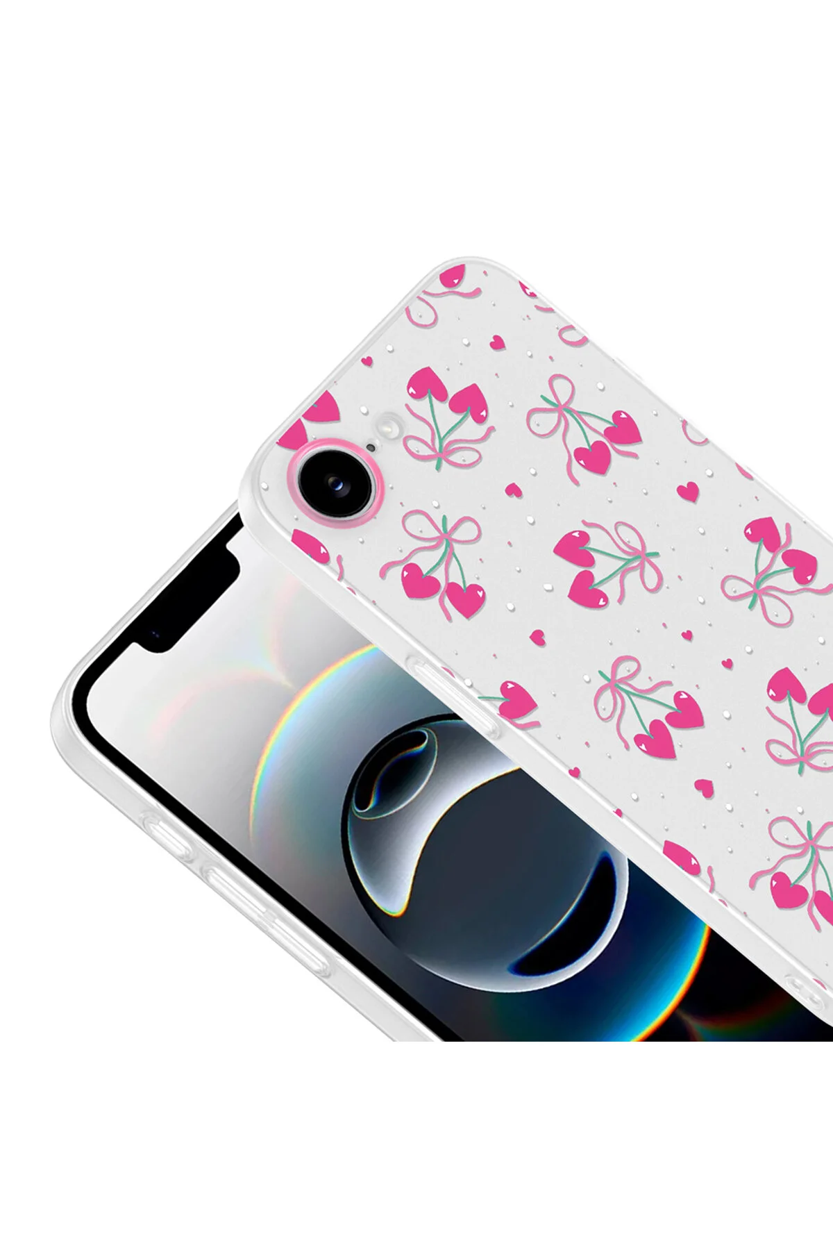 iPhone 16E Uyumlu Desenli Şeffaf Kılıf Kamera Korumalı İnce Kapak