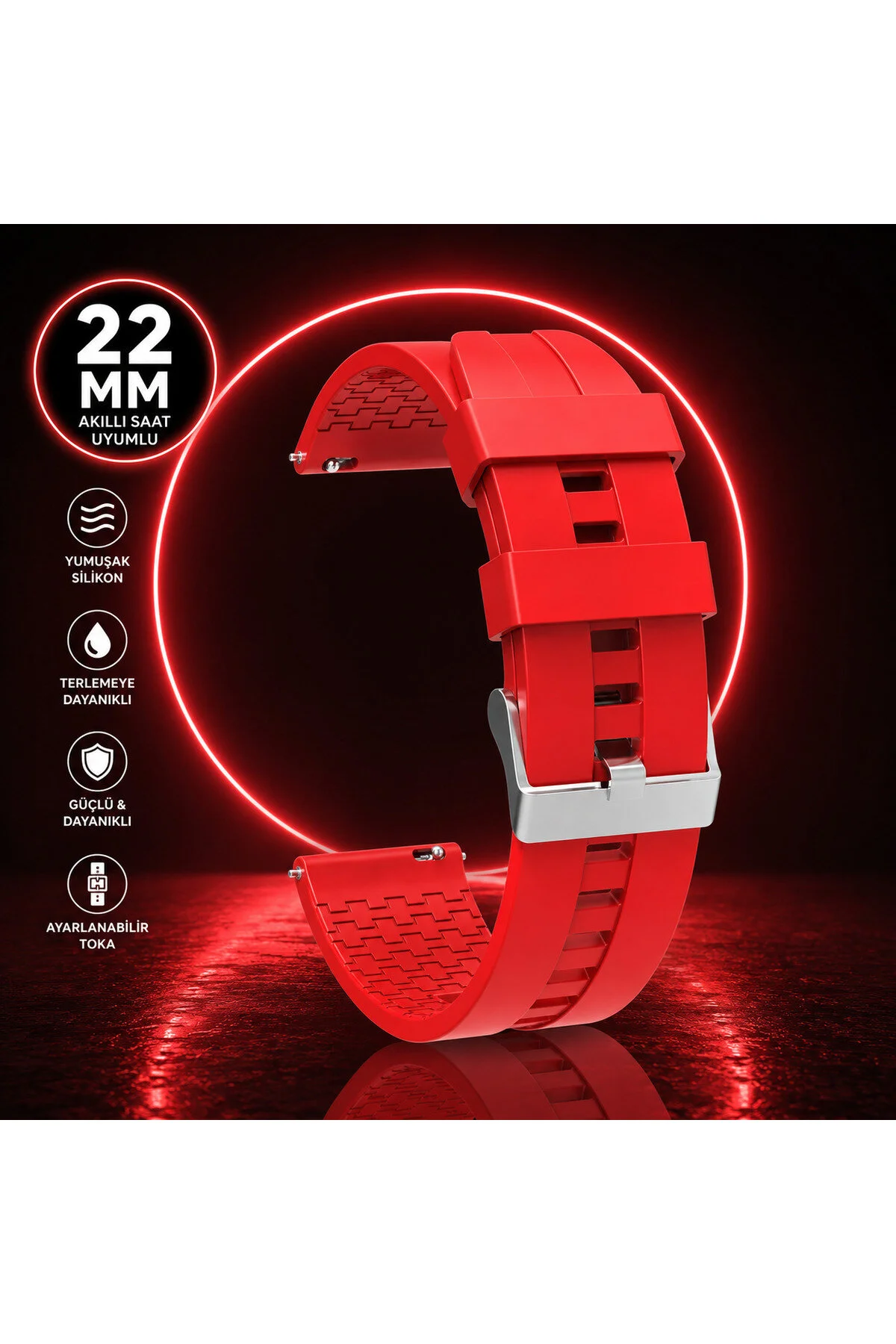 Amazfit Pace Uyumlu 22mm Spor Silikon Kordon