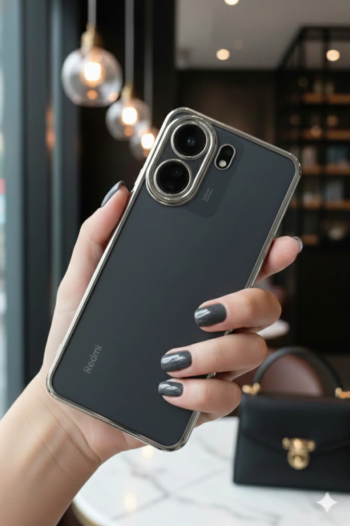 Poco C65 Uyumlu 3D Kamera Korumalı Şeffaf Tasarım Bumper Kılıf