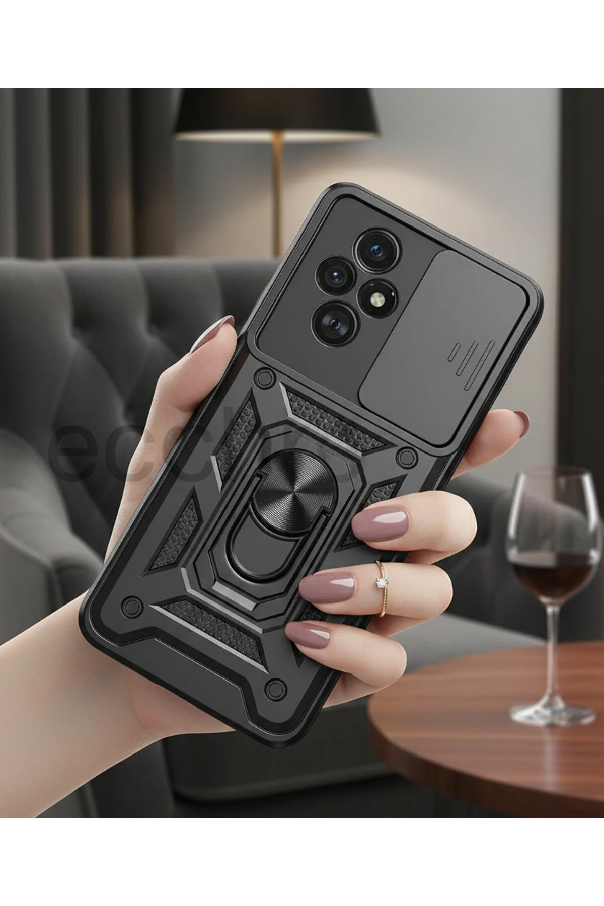 Honor 200 Pro Kılıf Magnetik Standlı Sürgülü Kamera Korumalı TPU Tank Kapak