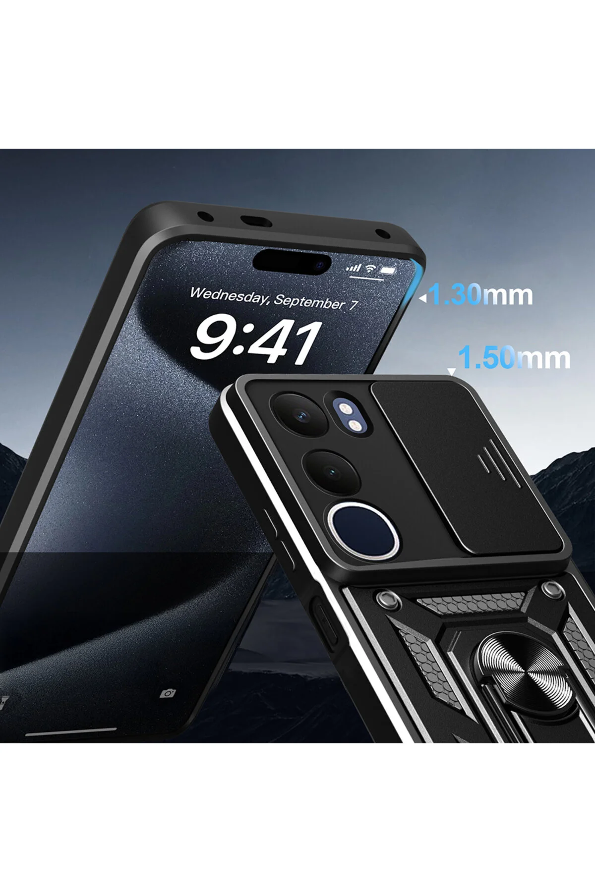 Vivo Y19S Kılıf Yüzüklü Stand Olabilen Kamera Korumalı Magnetic Tpu Tank Kapak
