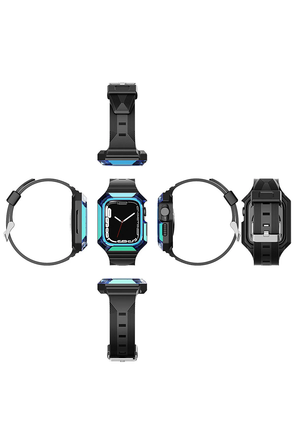 Watch 7 41mm İçin Uyumlu Sert PC Kasa Koruyuculu Silikon Kordon