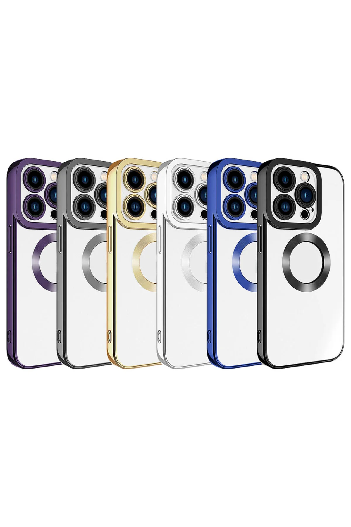 Apple iPhone 15 Pro Max Uyumlu Logo Gösteren Kamera Korumalı Renkli Tasarım Kılıf