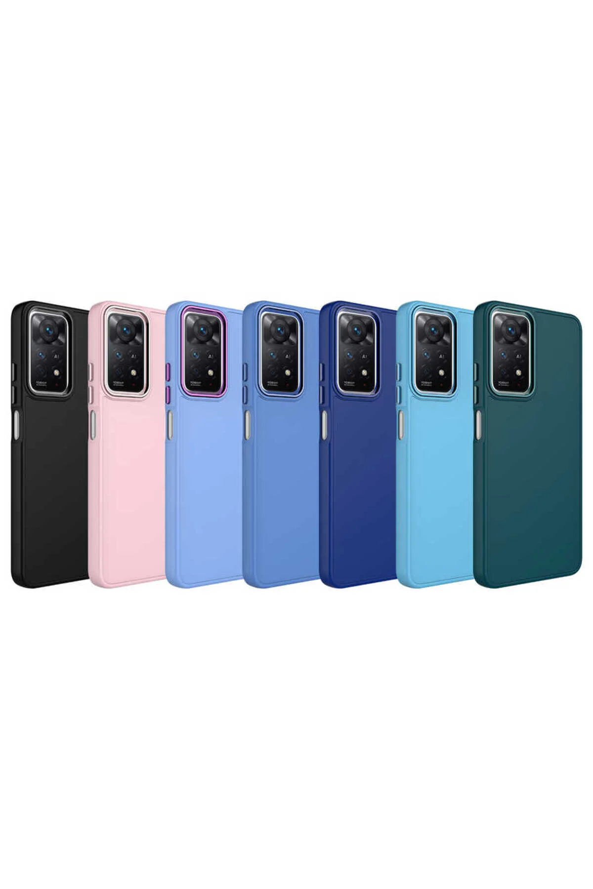 Redmi Note 11 Pro 5G İçin Uyumlu Metal Çerçeve ve Buton Tasarımlı Silikon Kılıf