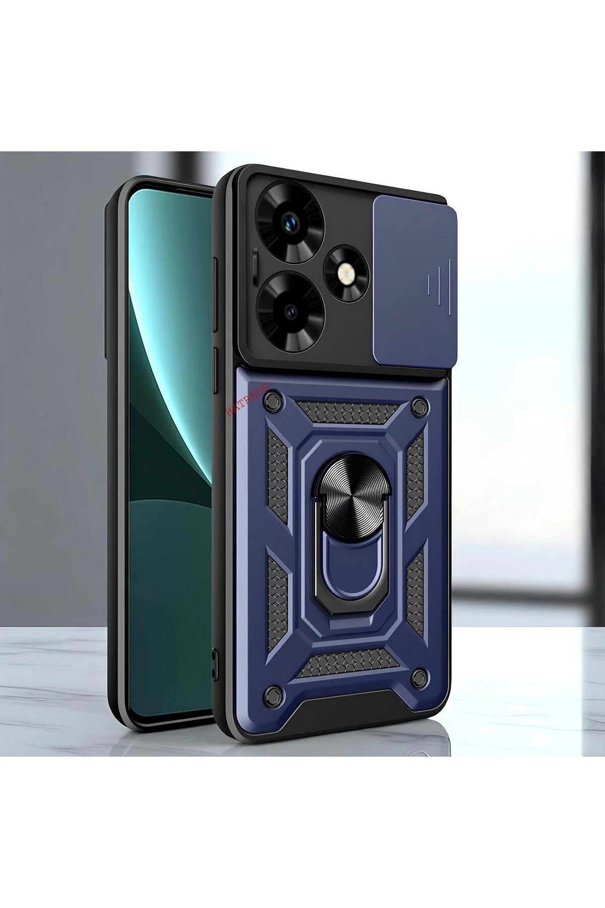 İnfinix Hot 30 Kılıf Magnetik Standlı Sürgülü Kamera Korumalı TPU Tank Kapak