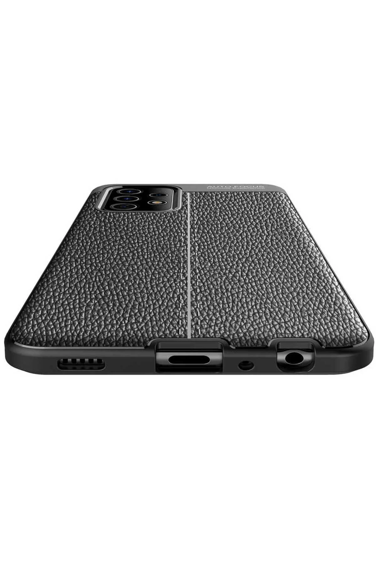Galaxy A72 Uyumlu Deri Tasarımlı KAmera Korumalı Kılıf
