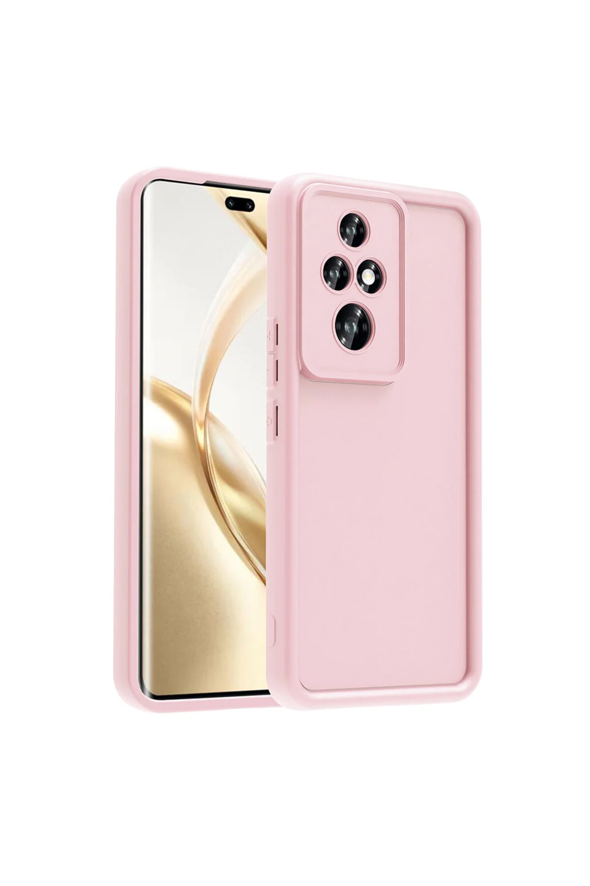 Honor 200 Pro Kılıf Kamera Korumalı Kenar Çıkıntılı Soft Renkli Silikon Kapak - Pembe