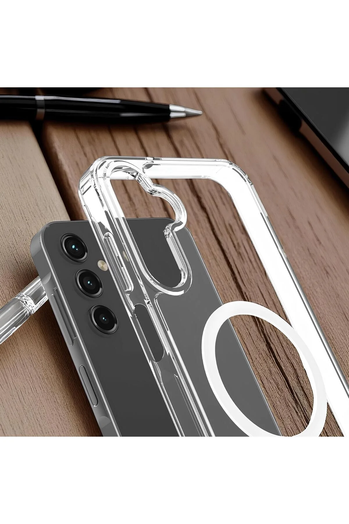Samsung Galaxy S25 FE Kılıf Magsafe Şarj Özellikli Şeffaf Sert Kapak