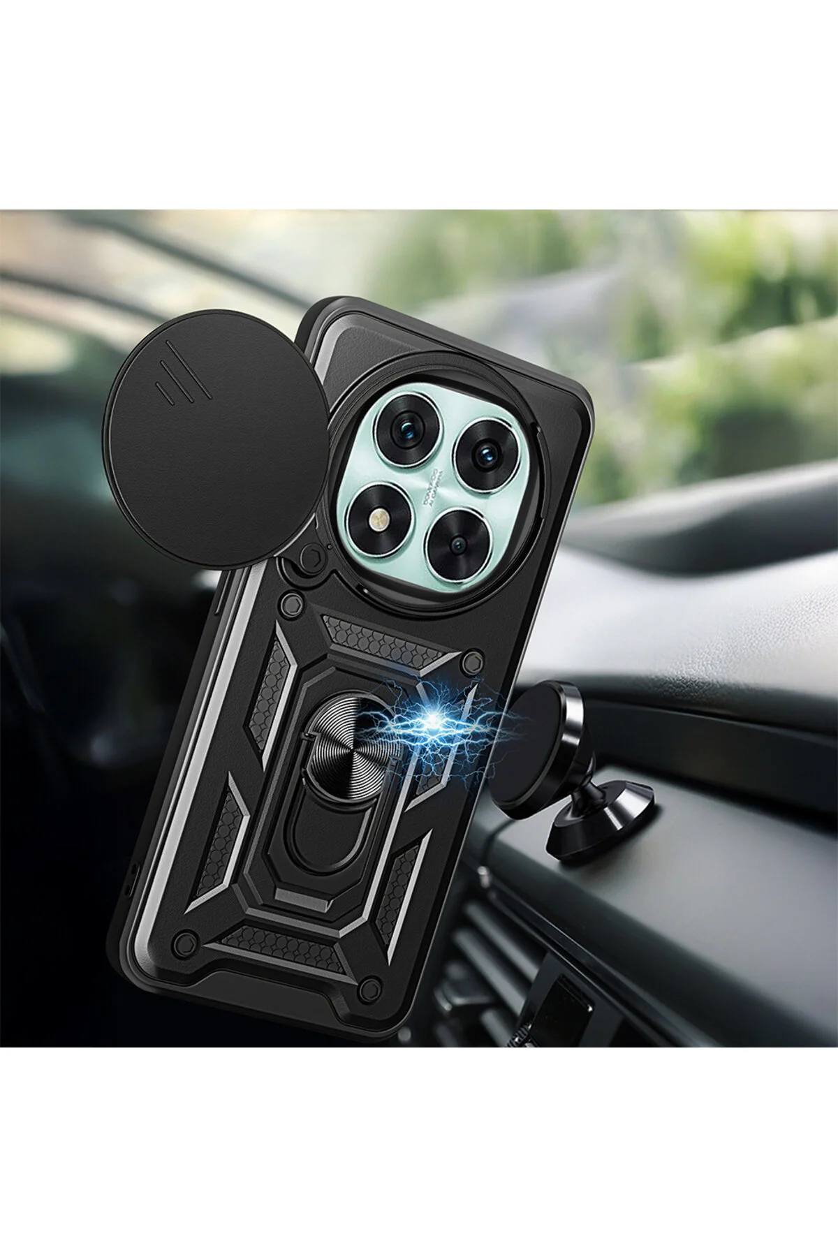 Xiaomi Mi 13 Ultra Kılıf Magnetik Standlı Sürgülü Kamera Korumalı TPU Tank Kapak